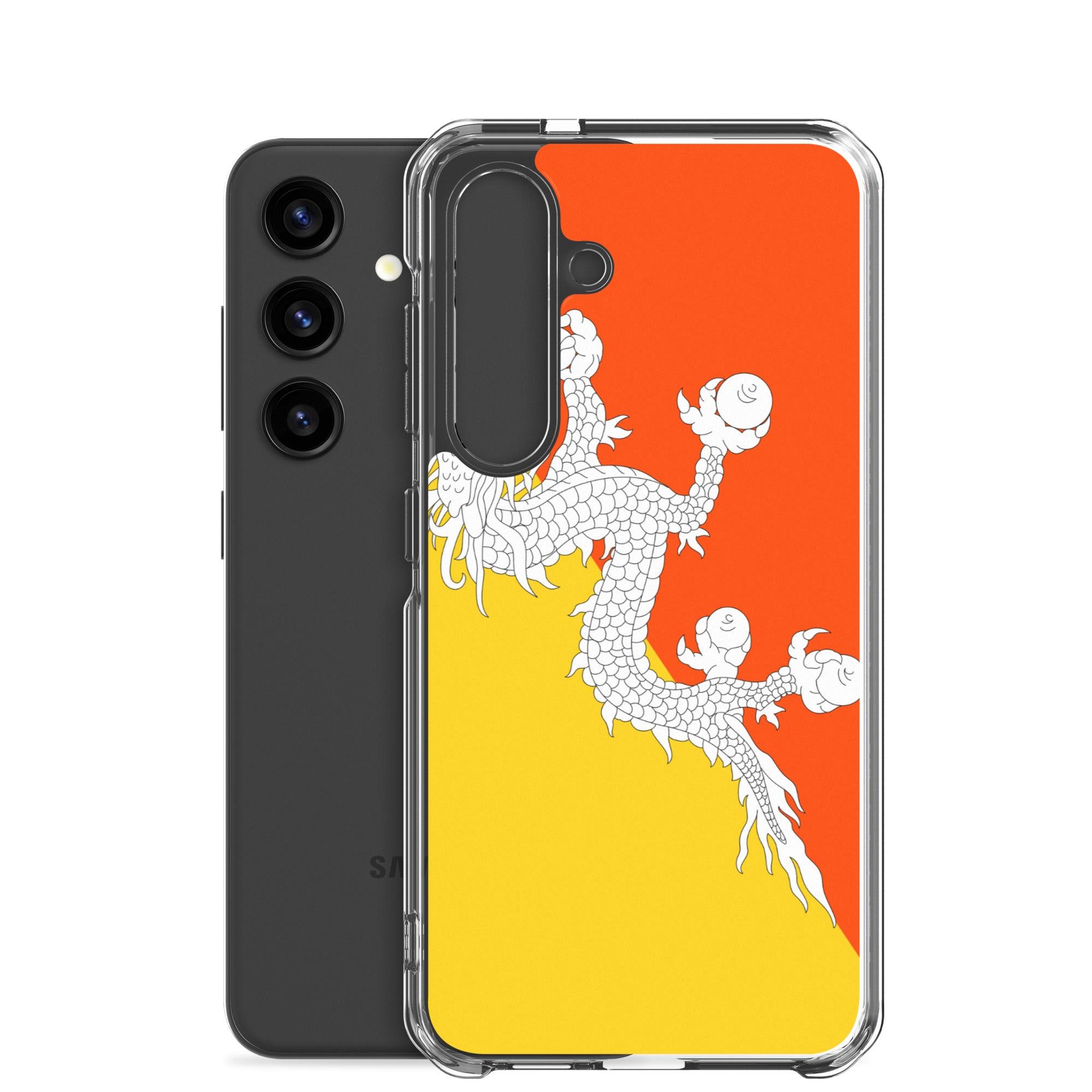 Coque de téléphone avec le drapeau du Bhoutan, en TPU, offrant protection et style.