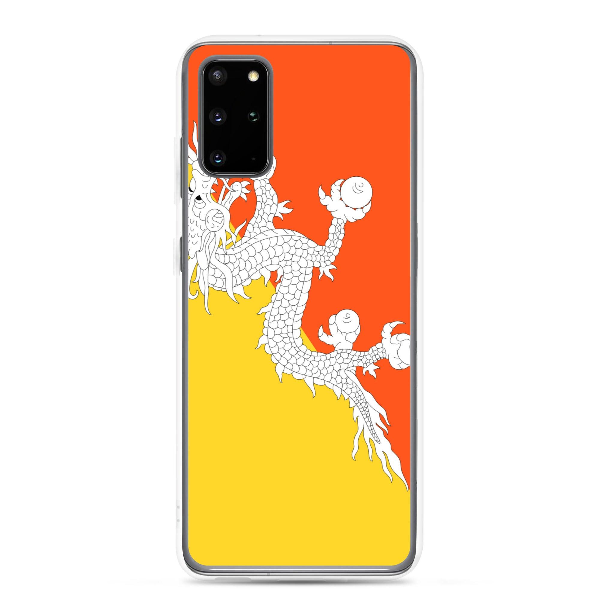 Coque de téléphone avec le drapeau du Bhoutan, en TPU, offrant protection et style.