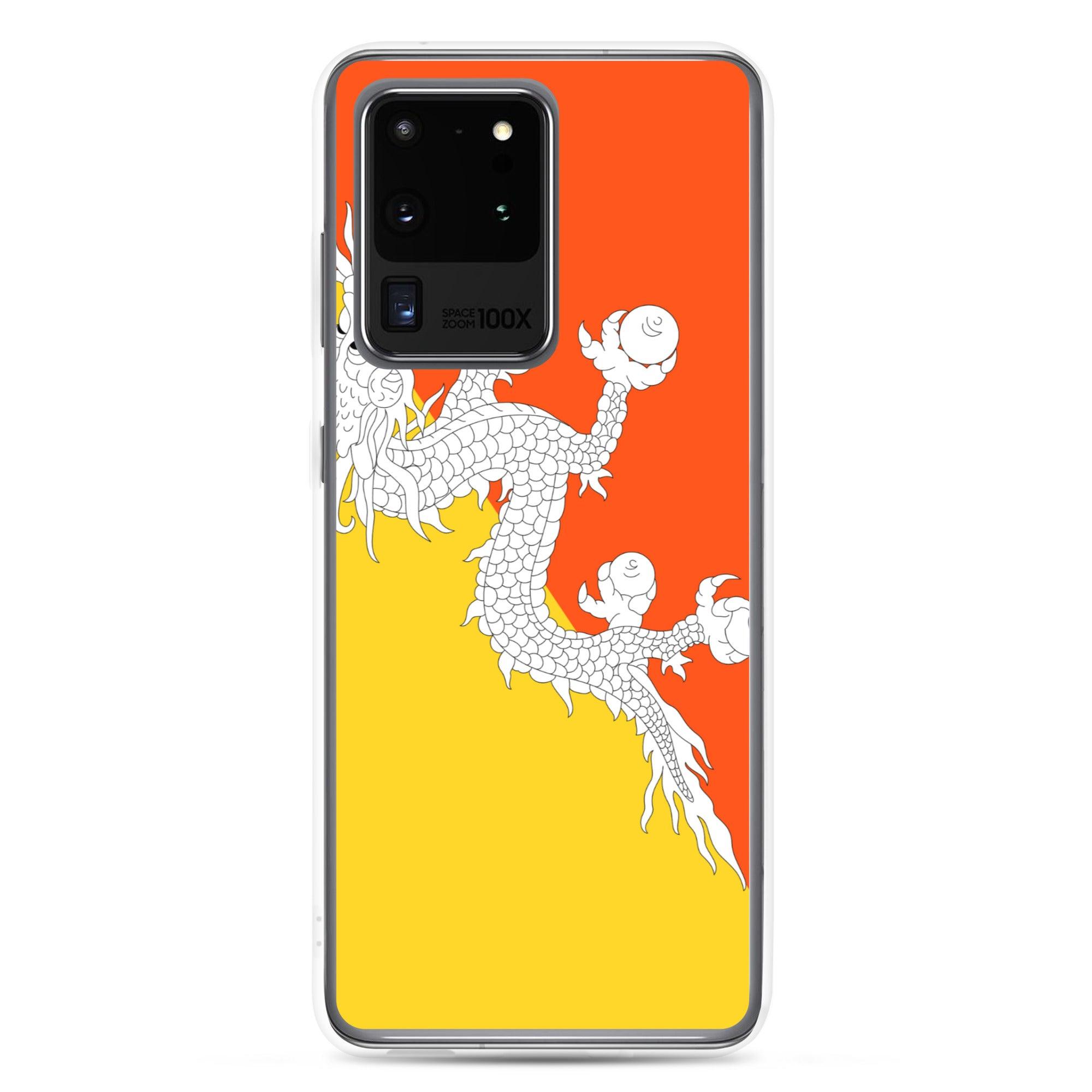 Coque de téléphone avec le drapeau du Bhoutan, en TPU, offrant protection et style.