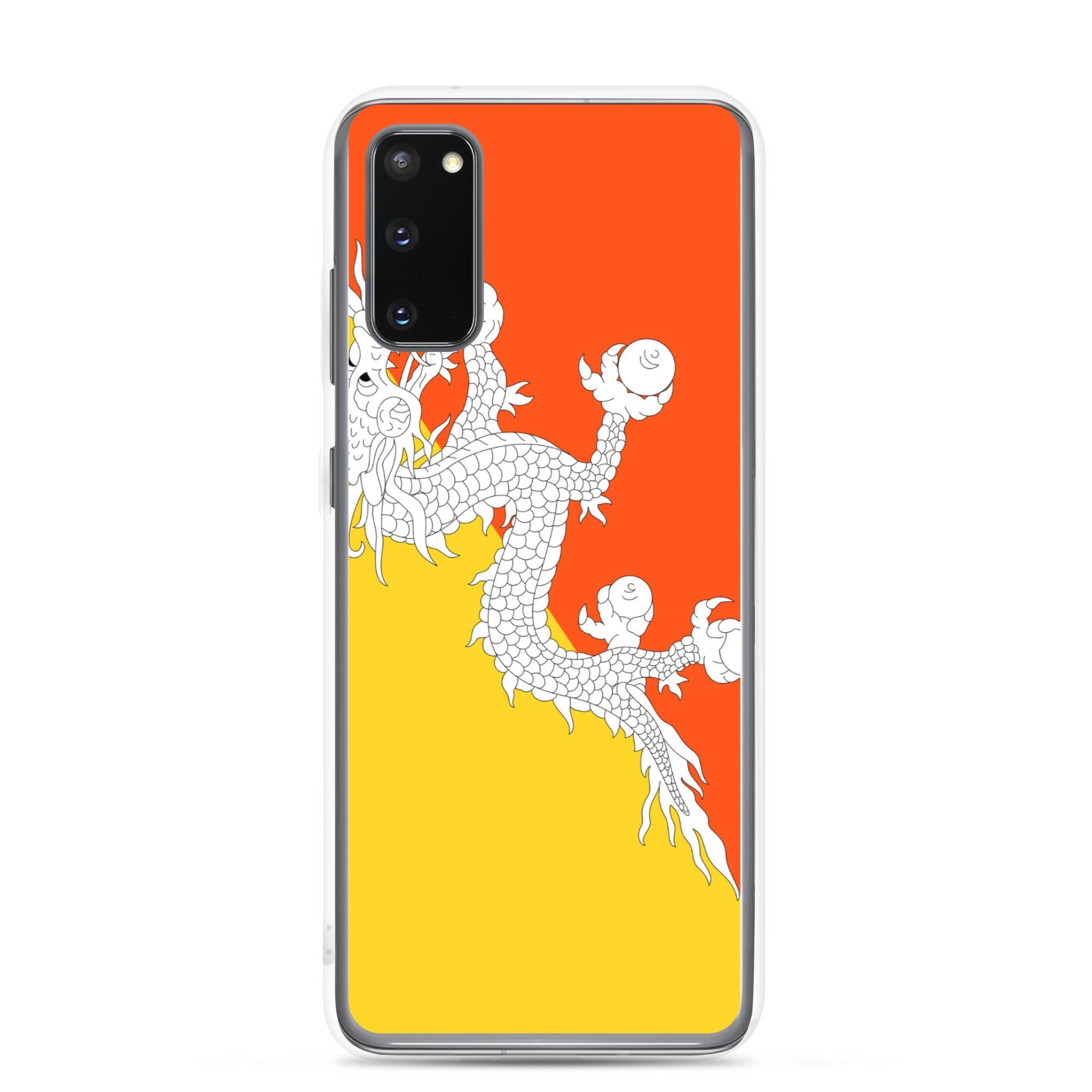 Coque de téléphone avec le drapeau du Bhoutan, en TPU, offrant protection et style.