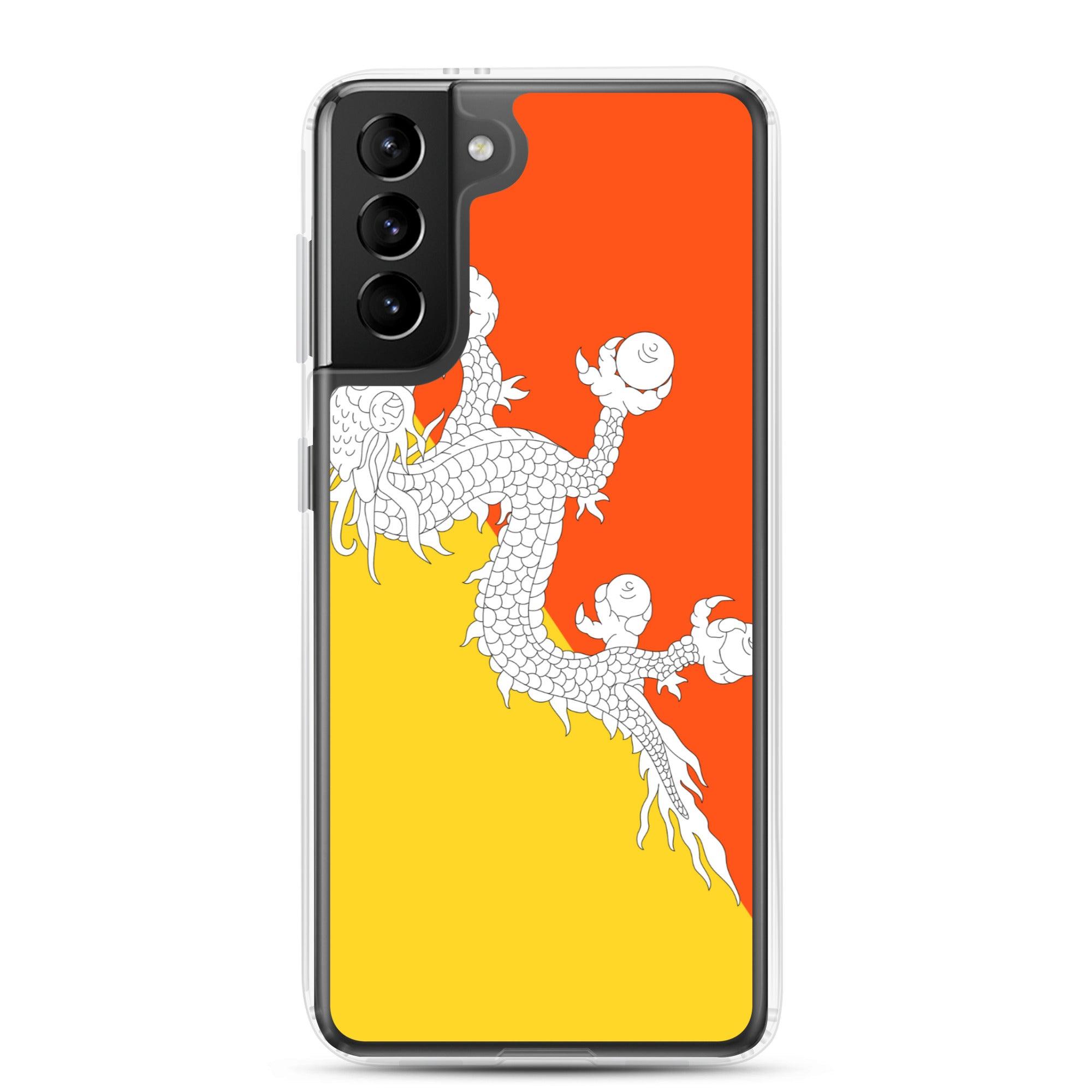 Coque de téléphone avec le drapeau du Bhoutan, en TPU, offrant protection et style.