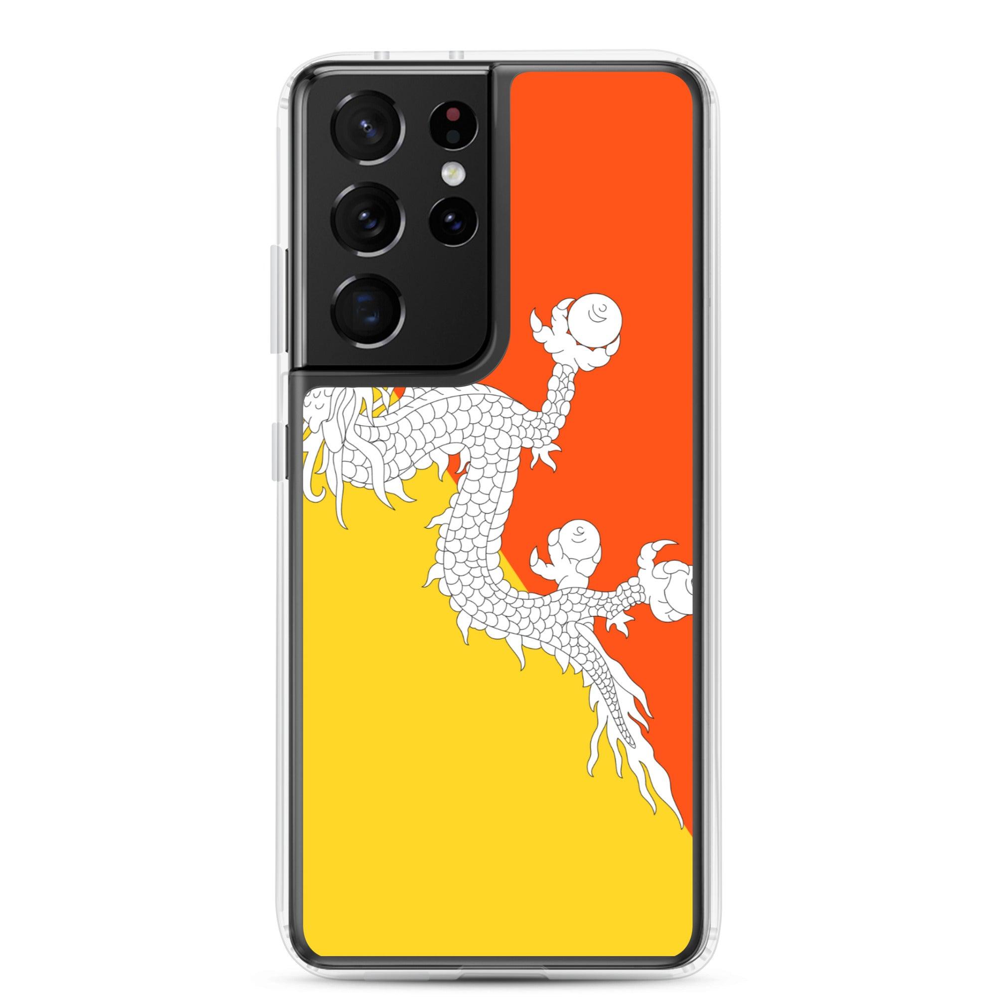 Coque de téléphone avec le drapeau du Bhoutan, en TPU, offrant protection et style.