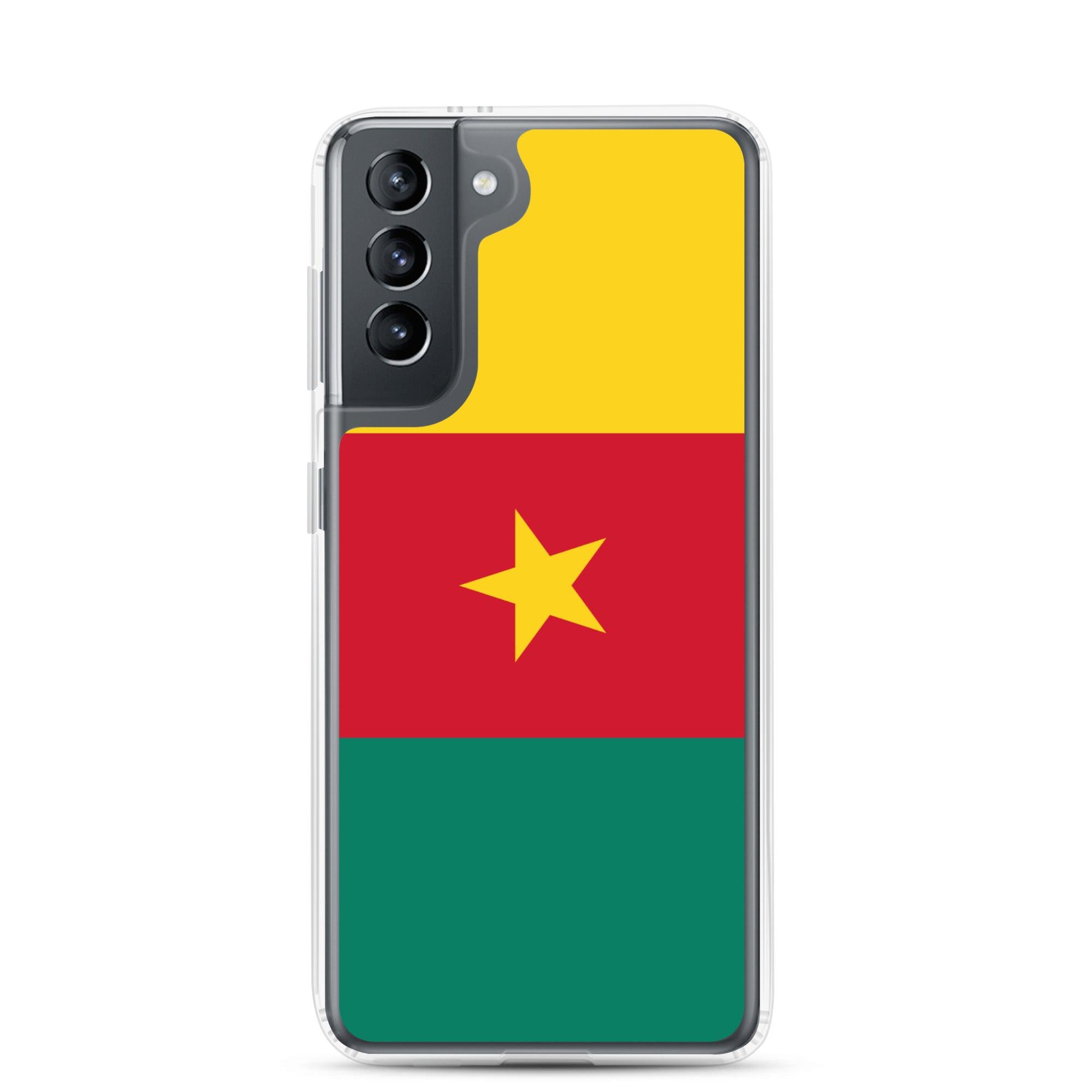 Coque de téléphone avec le drapeau du Cameroun, en TPU flexible, offrant une protection élégante et durable.