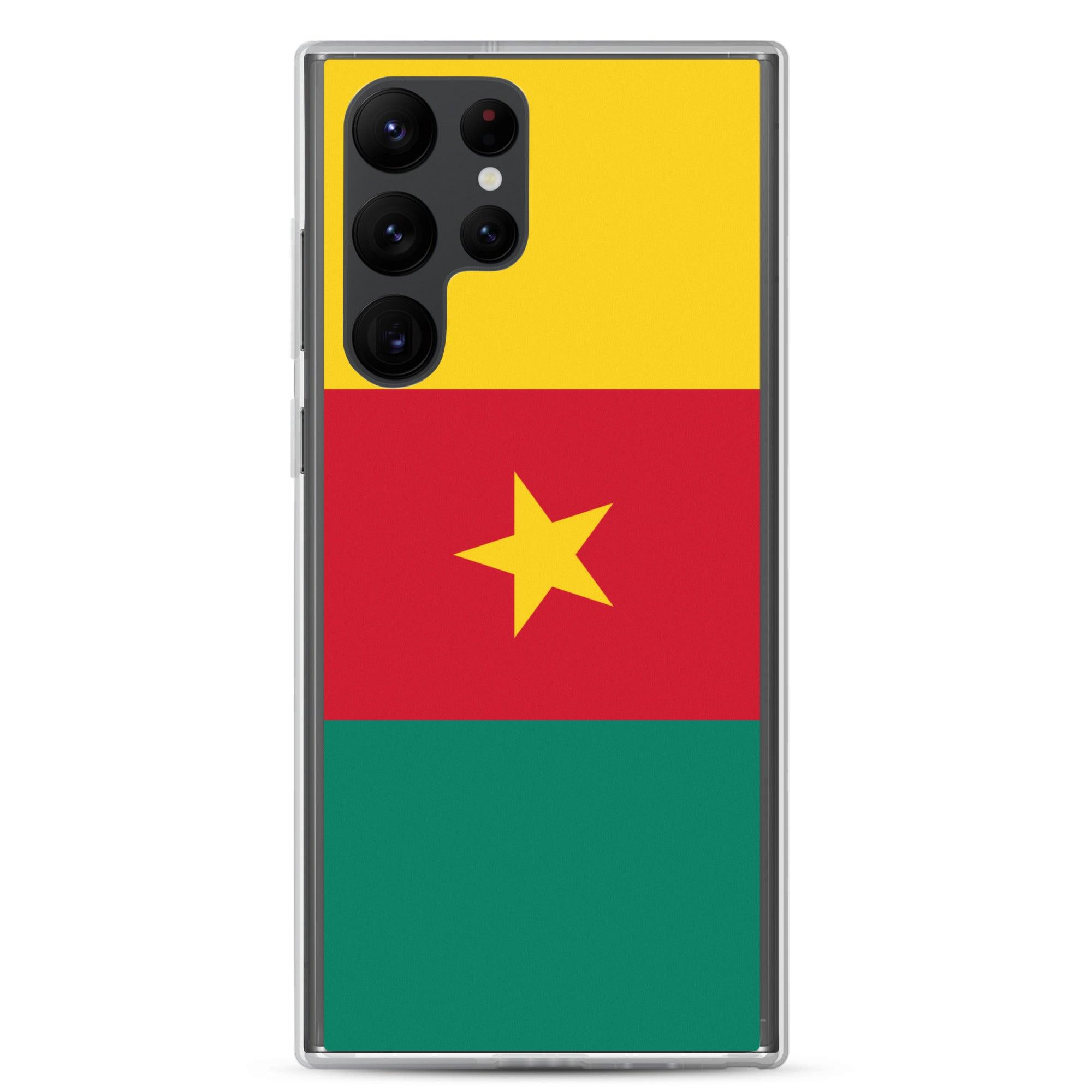 Coque de téléphone avec le drapeau du Cameroun, en TPU flexible, offrant une protection élégante et durable.