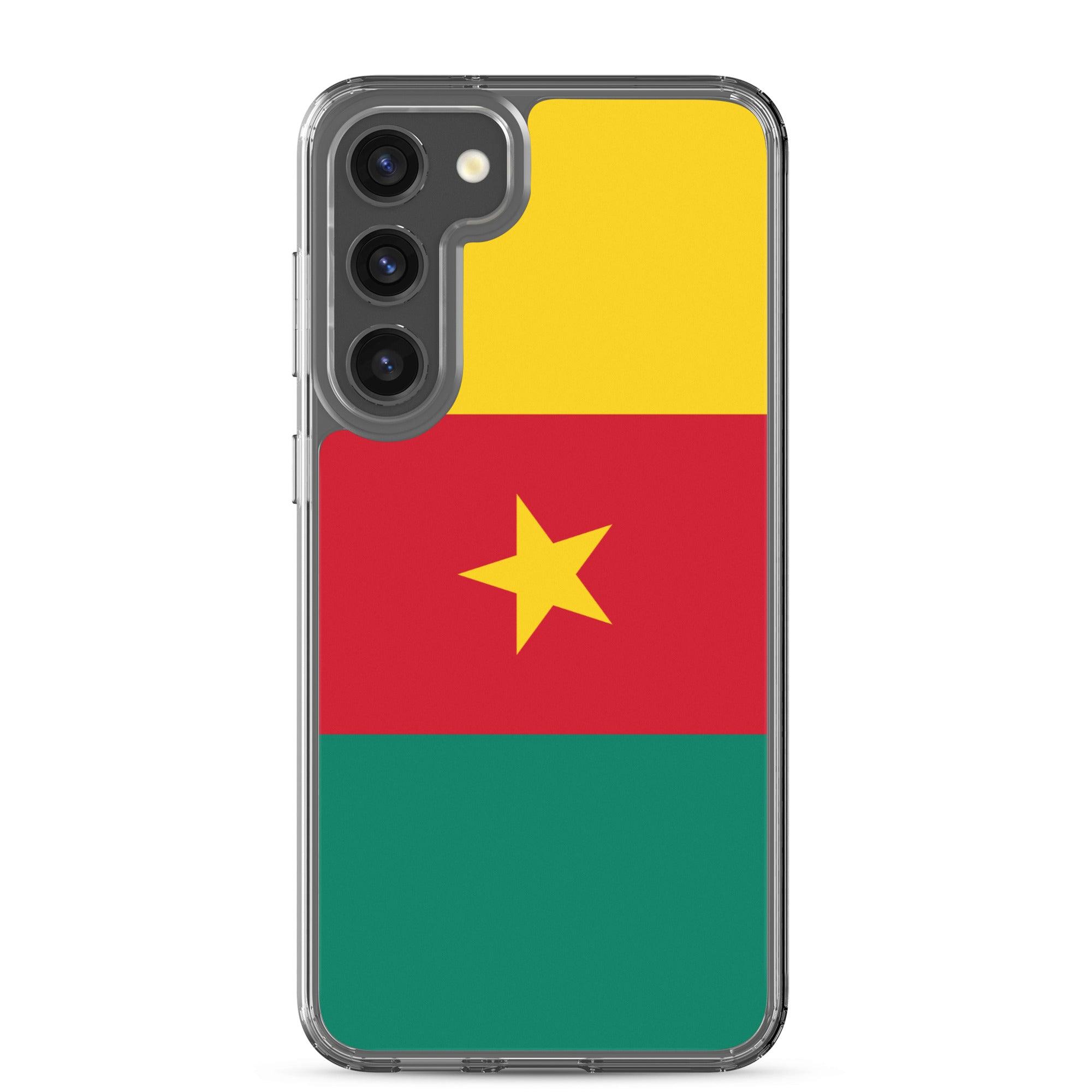 Coque de téléphone avec le drapeau du Cameroun, en TPU flexible, offrant une protection élégante et durable.