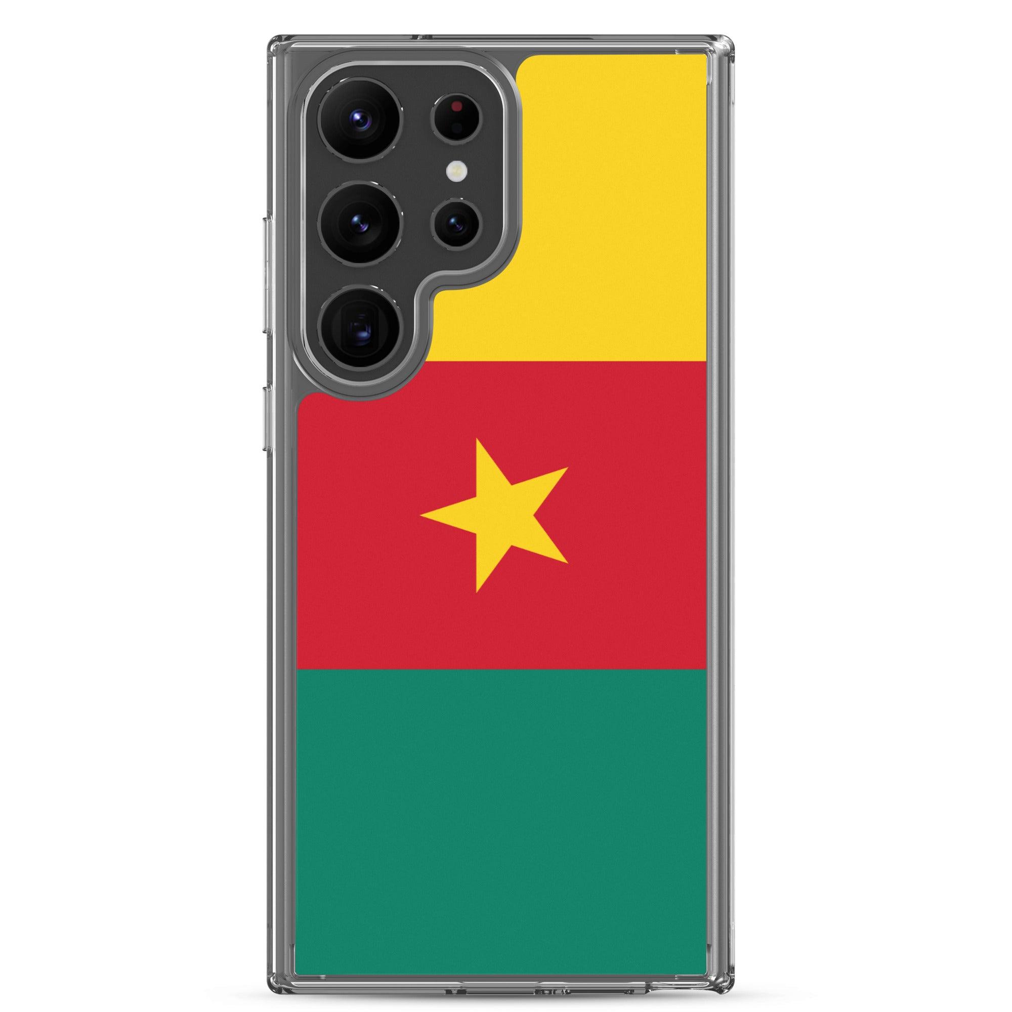 Coque de téléphone avec le drapeau du Cameroun, en TPU flexible, offrant une protection élégante et durable.