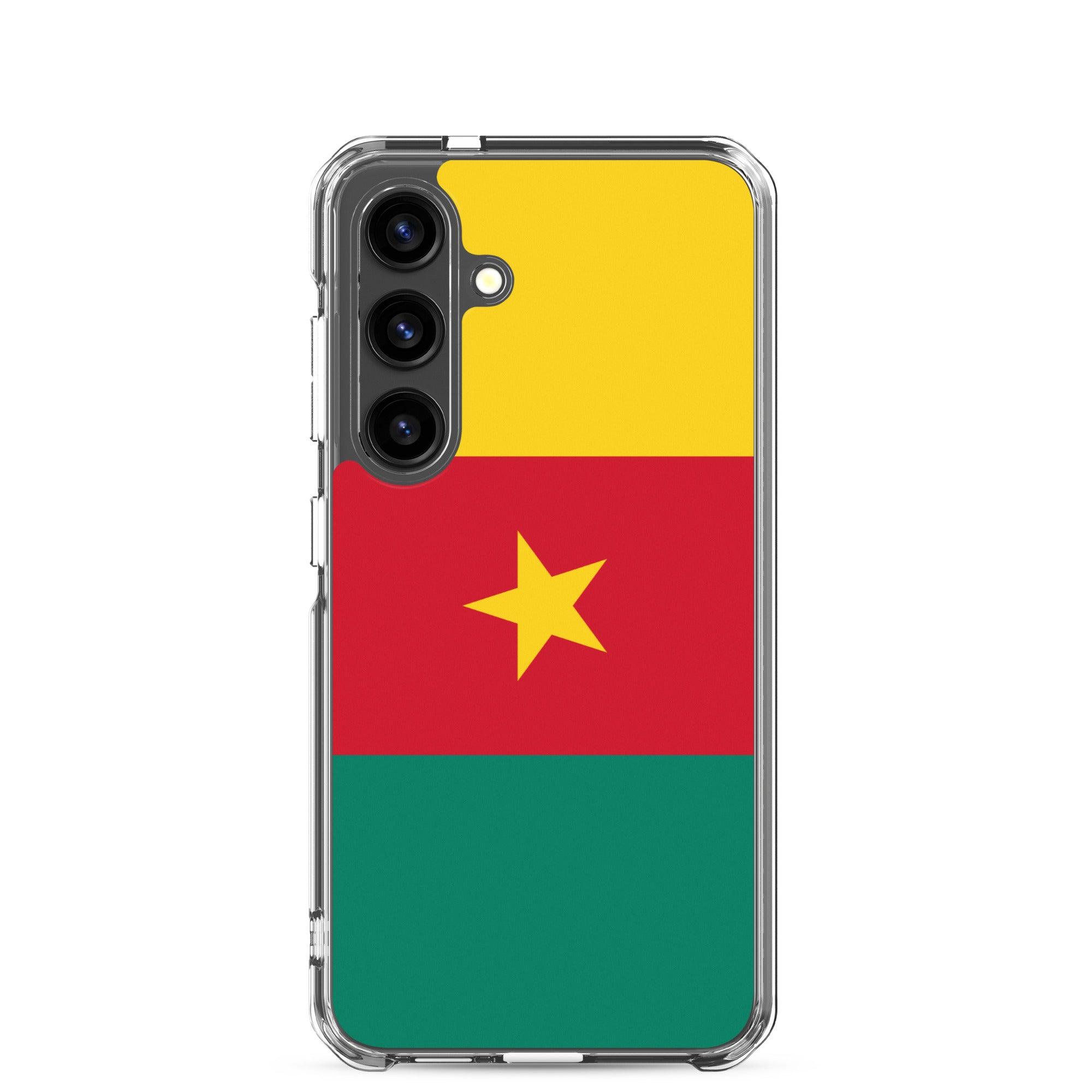 Coque de téléphone avec le drapeau du Cameroun, en TPU flexible, offrant une protection élégante et durable.