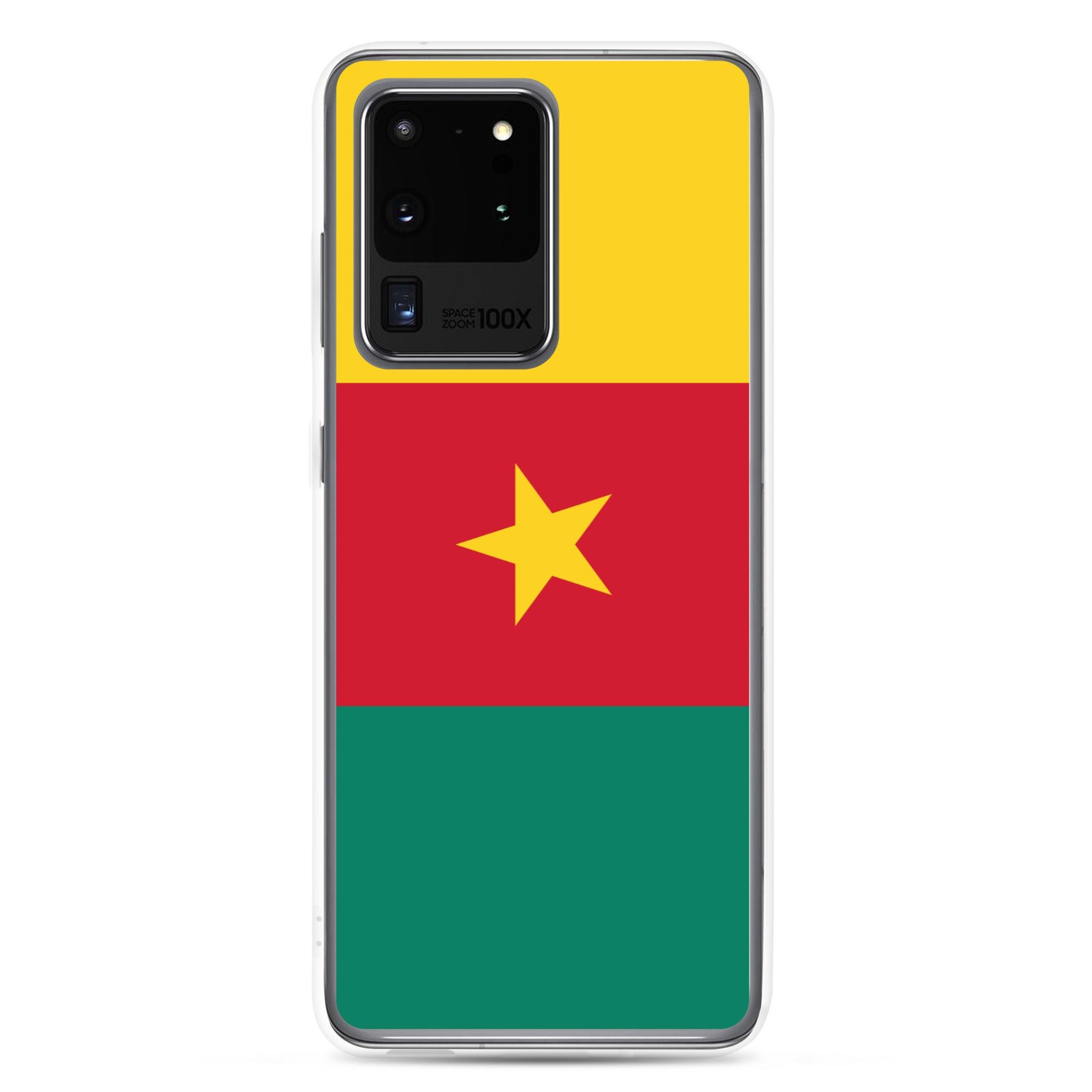 Coque de téléphone avec le drapeau du Cameroun, en TPU flexible, offrant une protection élégante et durable.