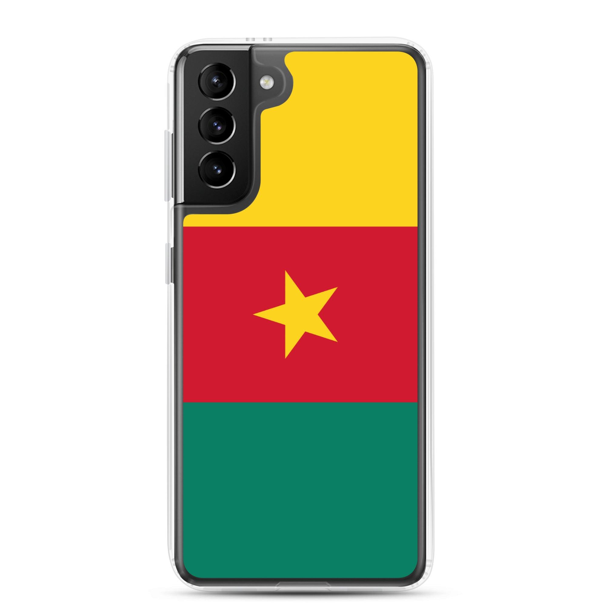 Coque de téléphone avec le drapeau du Cameroun, en TPU flexible, offrant une protection élégante et durable.