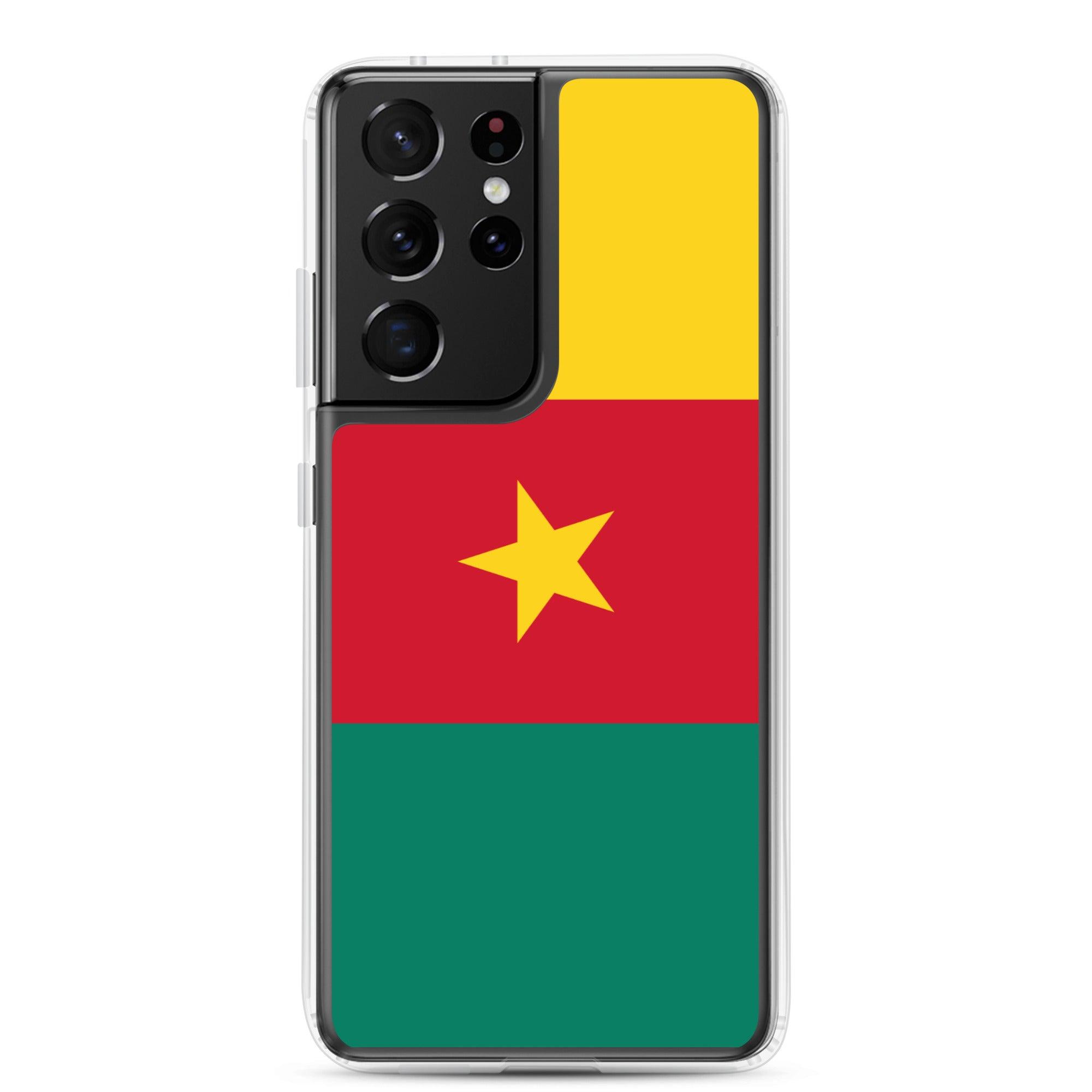 Coque de téléphone avec le drapeau du Cameroun, en TPU flexible, offrant une protection élégante et durable.
