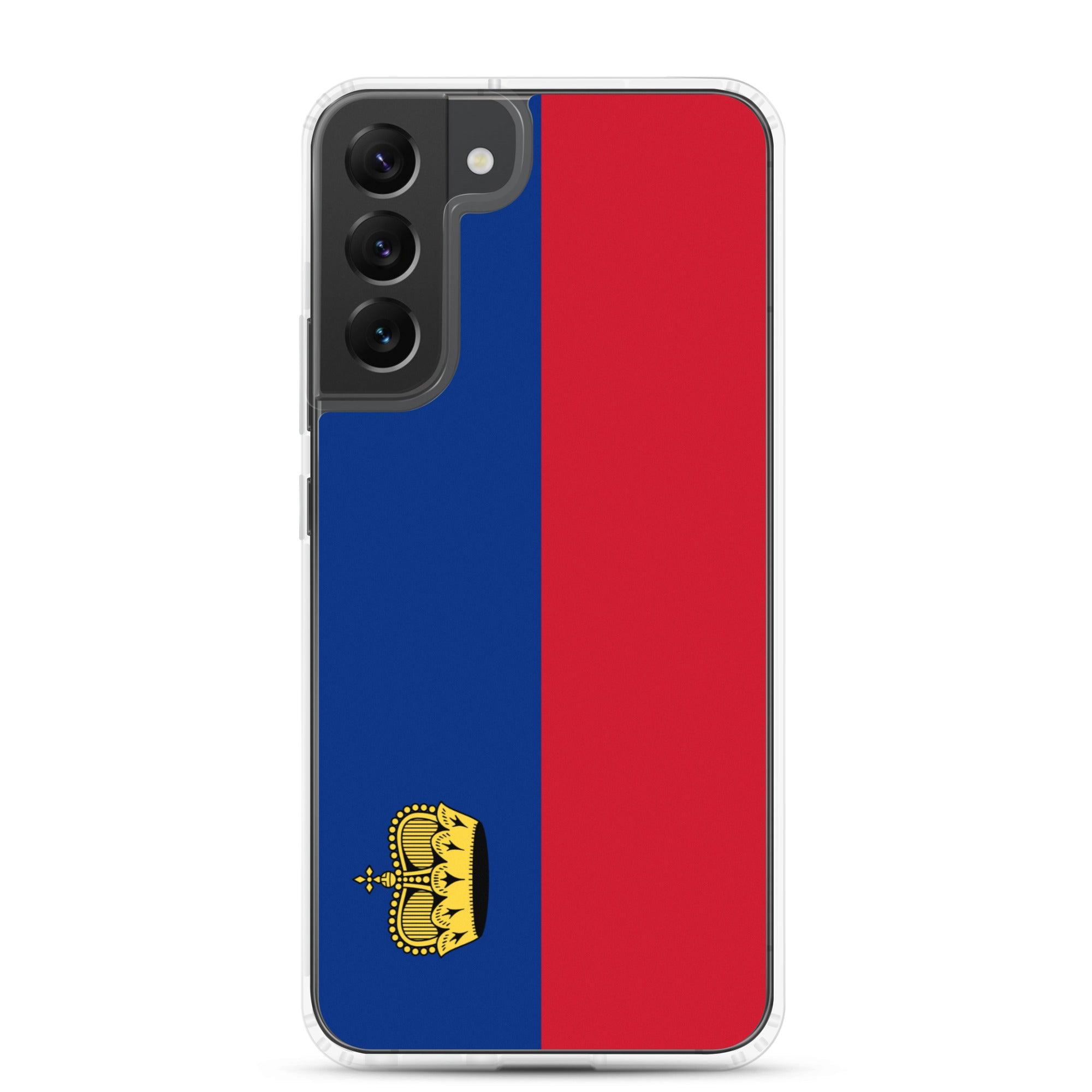 Coque de téléphone avec le drapeau du Liechtenstein, en TPU flexible, offrant une protection élégante et durable.