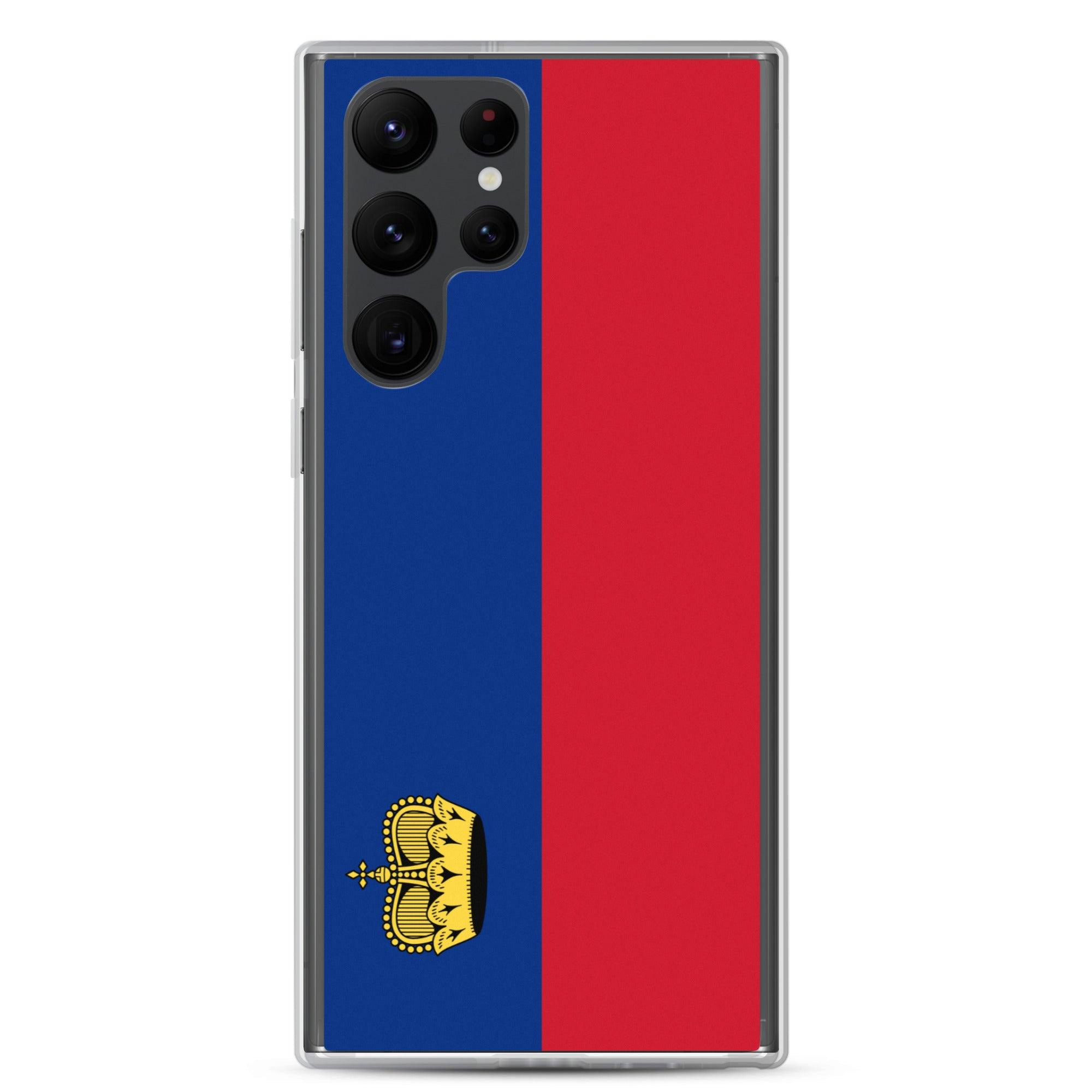 Coque de téléphone avec le drapeau du Liechtenstein, en TPU flexible, offrant une protection élégante et durable.