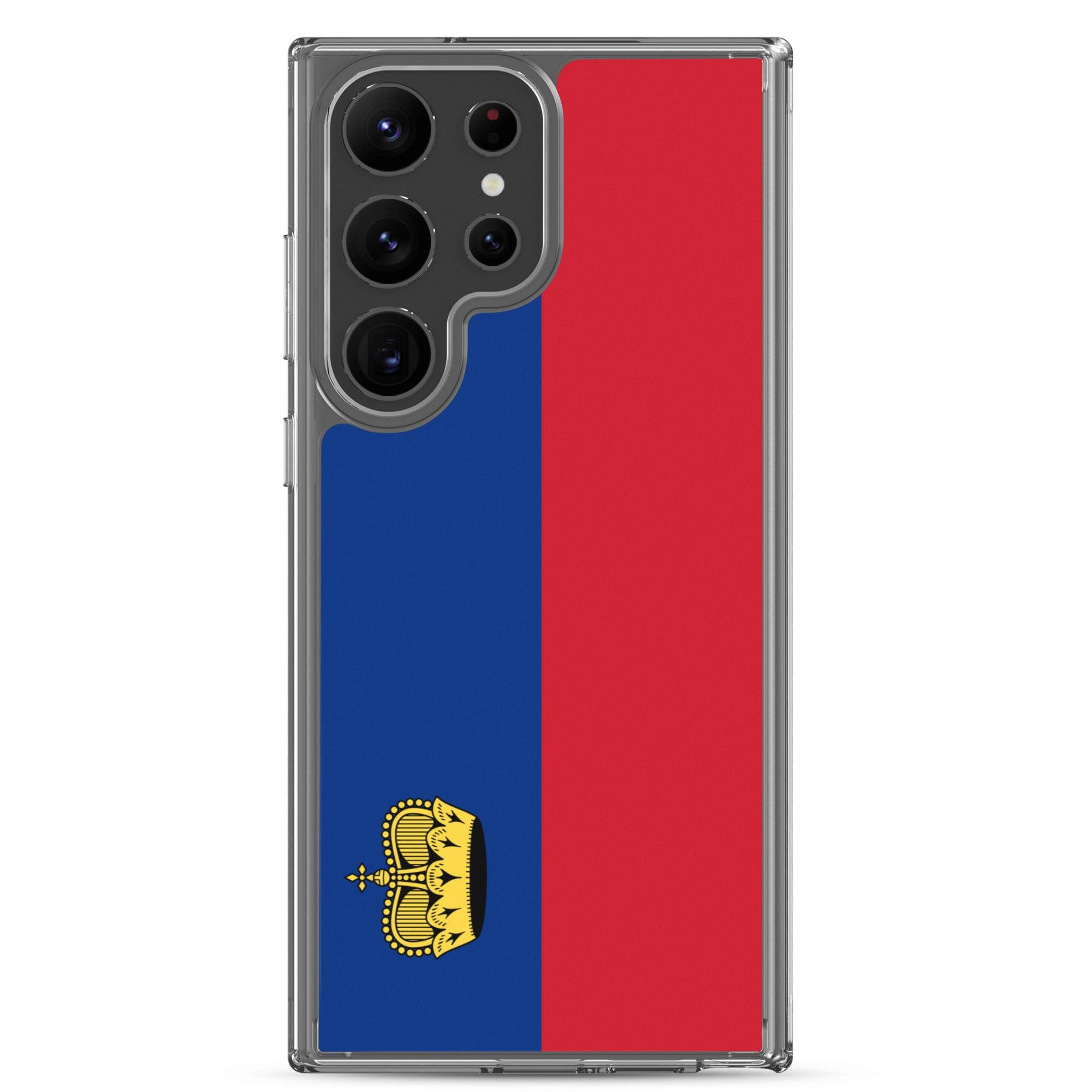 Coque de téléphone avec le drapeau du Liechtenstein, en TPU flexible, offrant une protection élégante et durable.