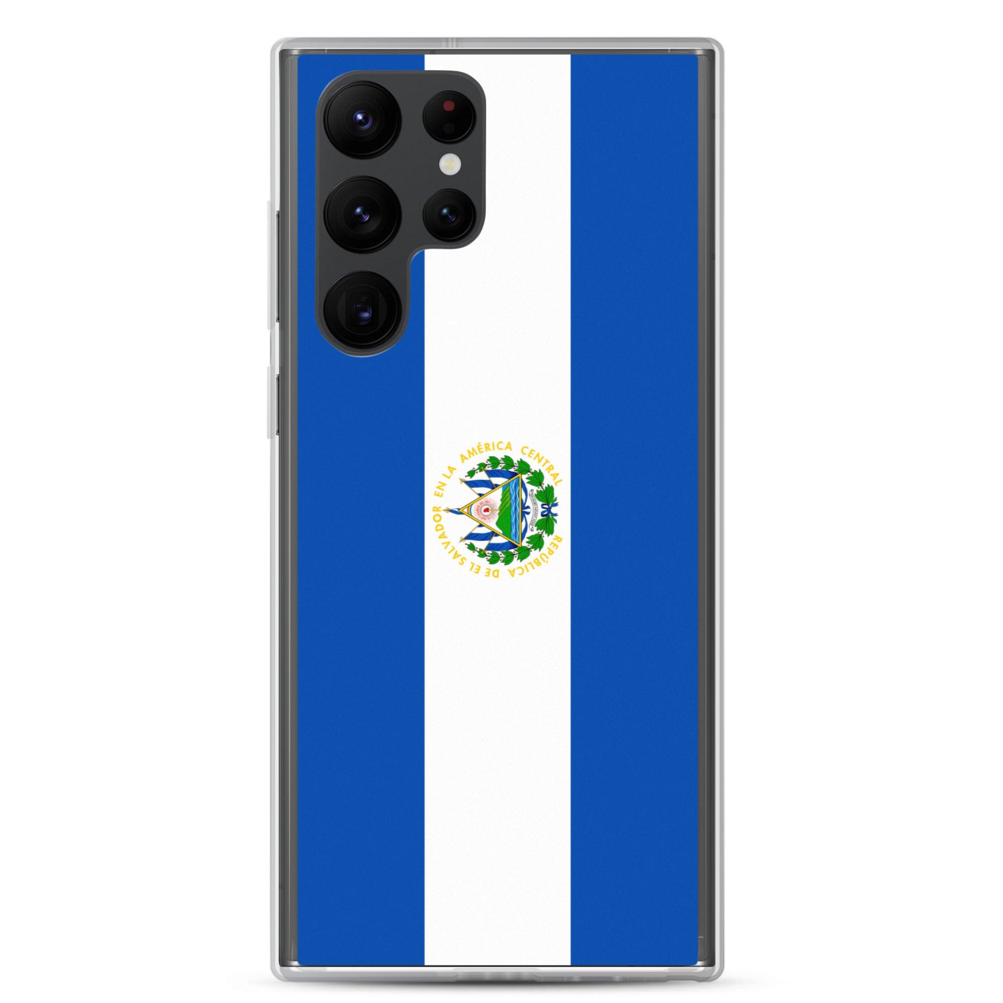Coque de téléphone avec le drapeau du Salvador, en TPU, offrant une protection et un design élégant.