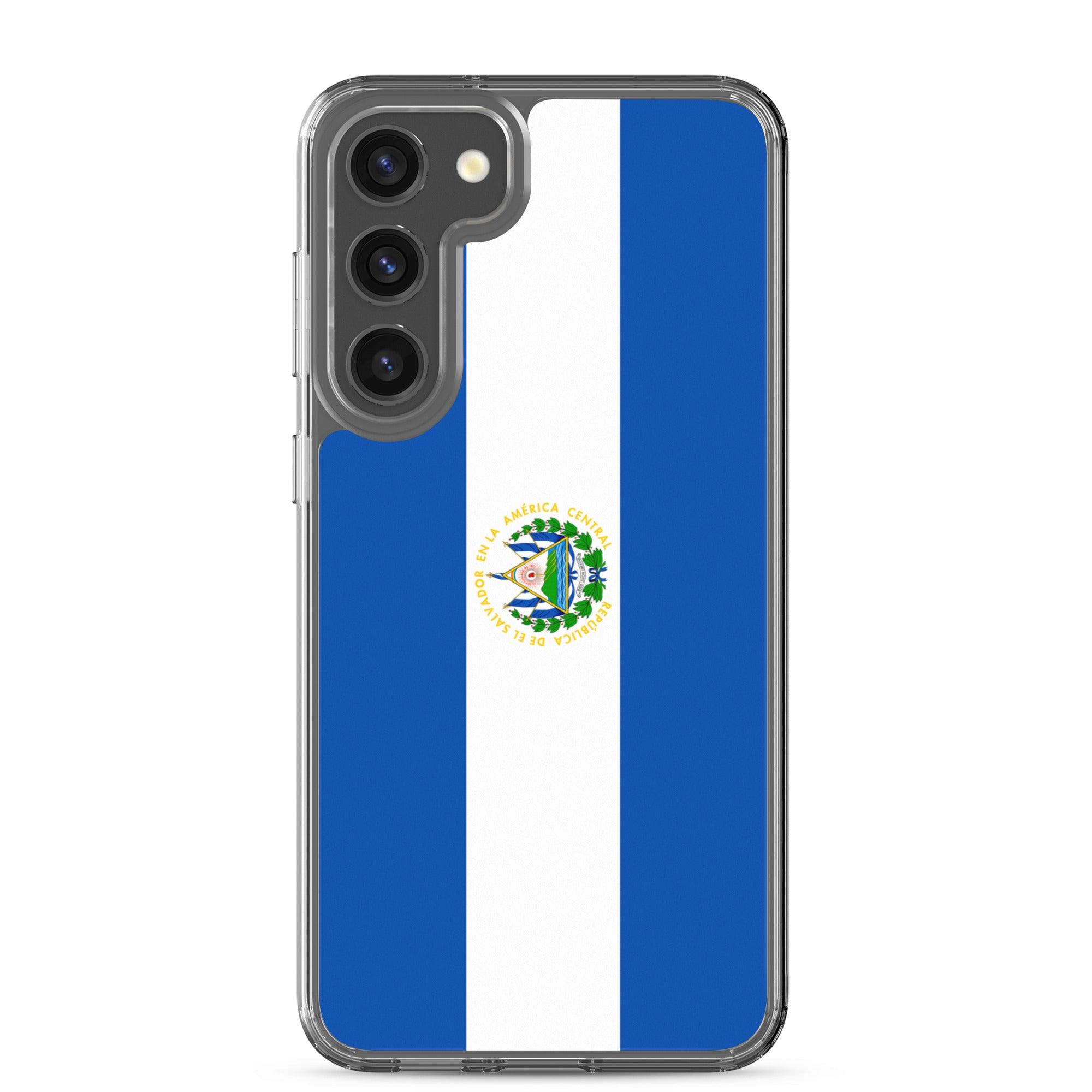 Coque de téléphone avec le drapeau du Salvador, en TPU, offrant une protection et un design élégant.