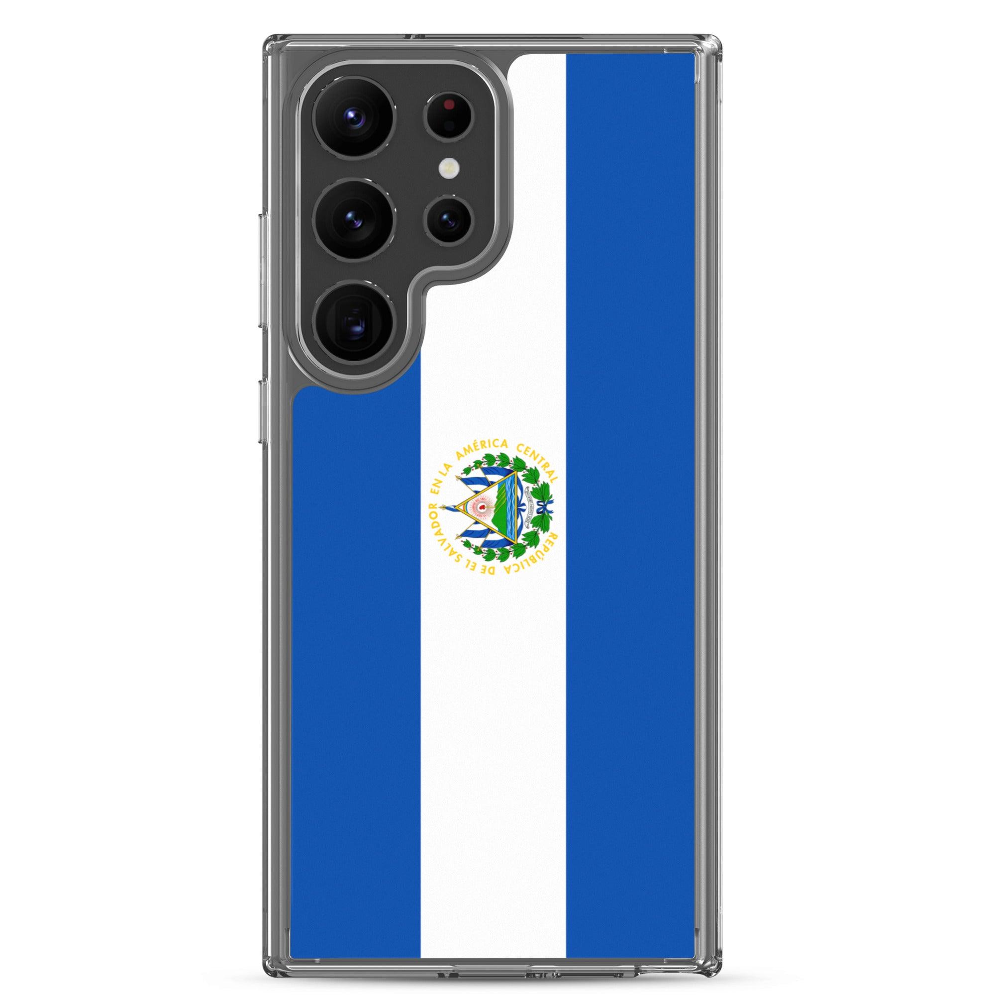 Coque de téléphone avec le drapeau du Salvador, en TPU, offrant une protection et un design élégant.