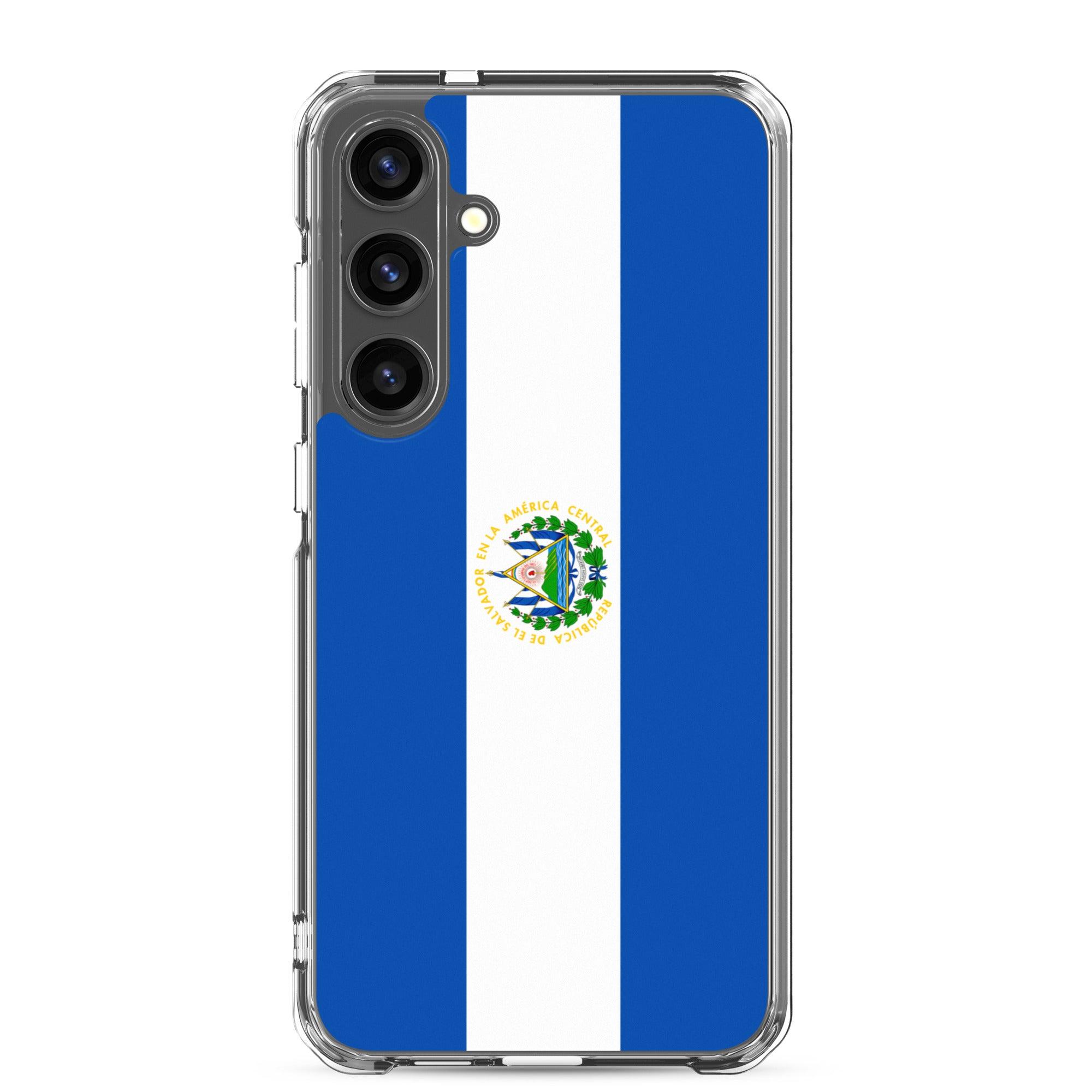 Coque de téléphone avec le drapeau du Salvador, en TPU, offrant une protection et un design élégant.