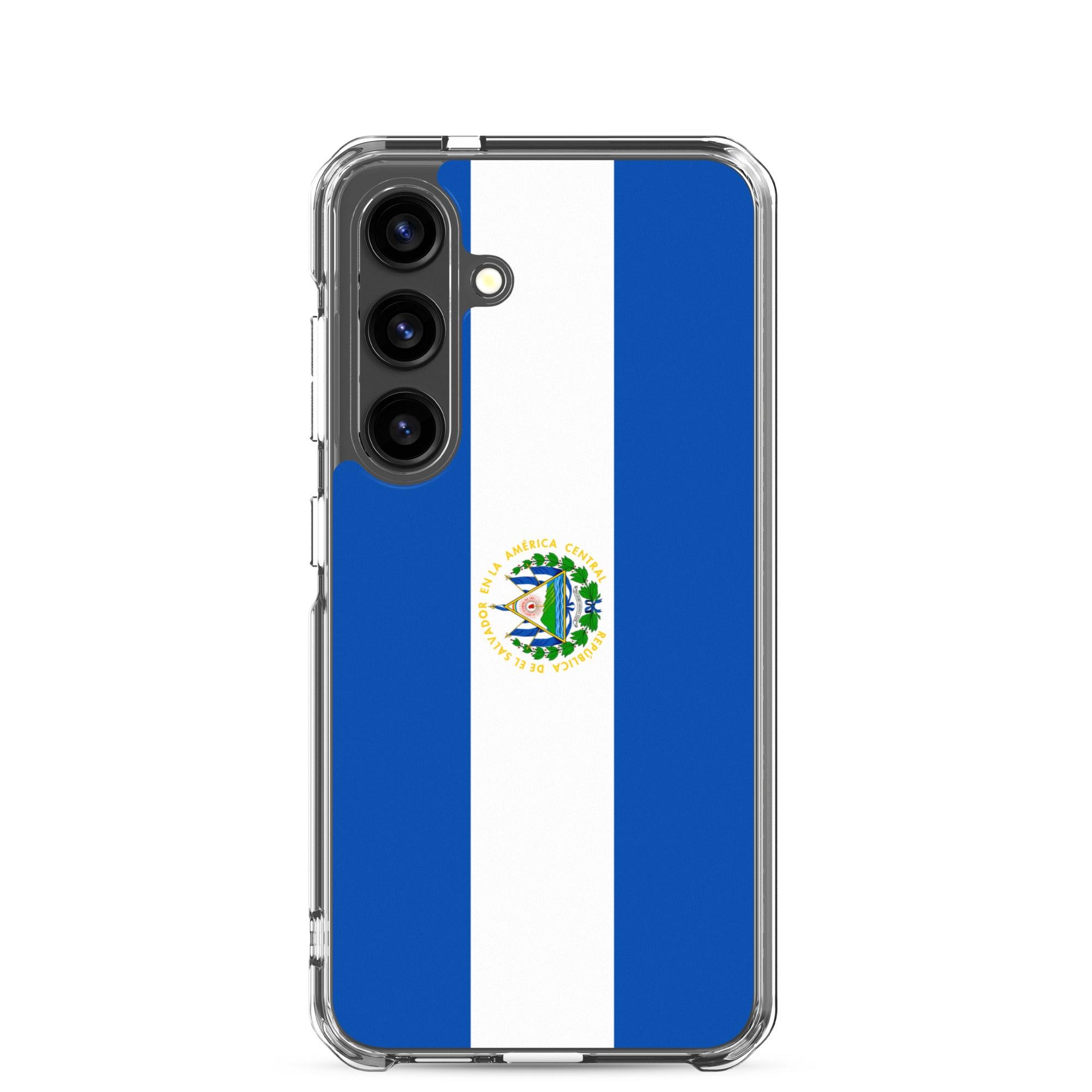 Coque de téléphone avec le drapeau du Salvador, en TPU, offrant une protection et un design élégant.
