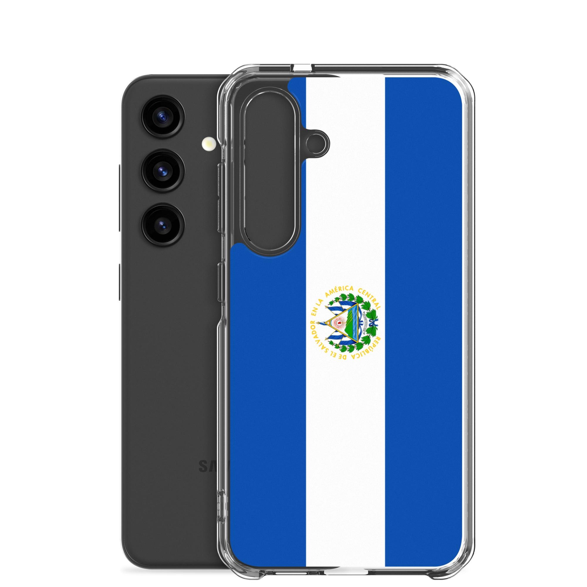 Coque de téléphone avec le drapeau du Salvador, en TPU, offrant une protection et un design élégant.