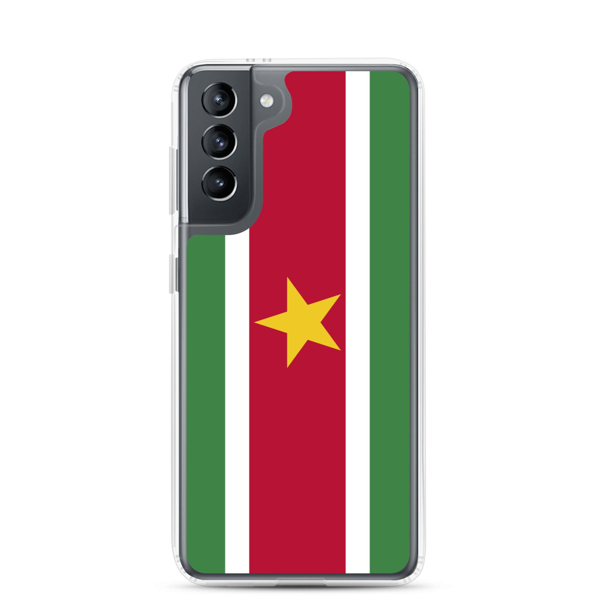 Coque de téléphone avec le drapeau du Suriname, en TPU, offrant une protection élégante et durable.