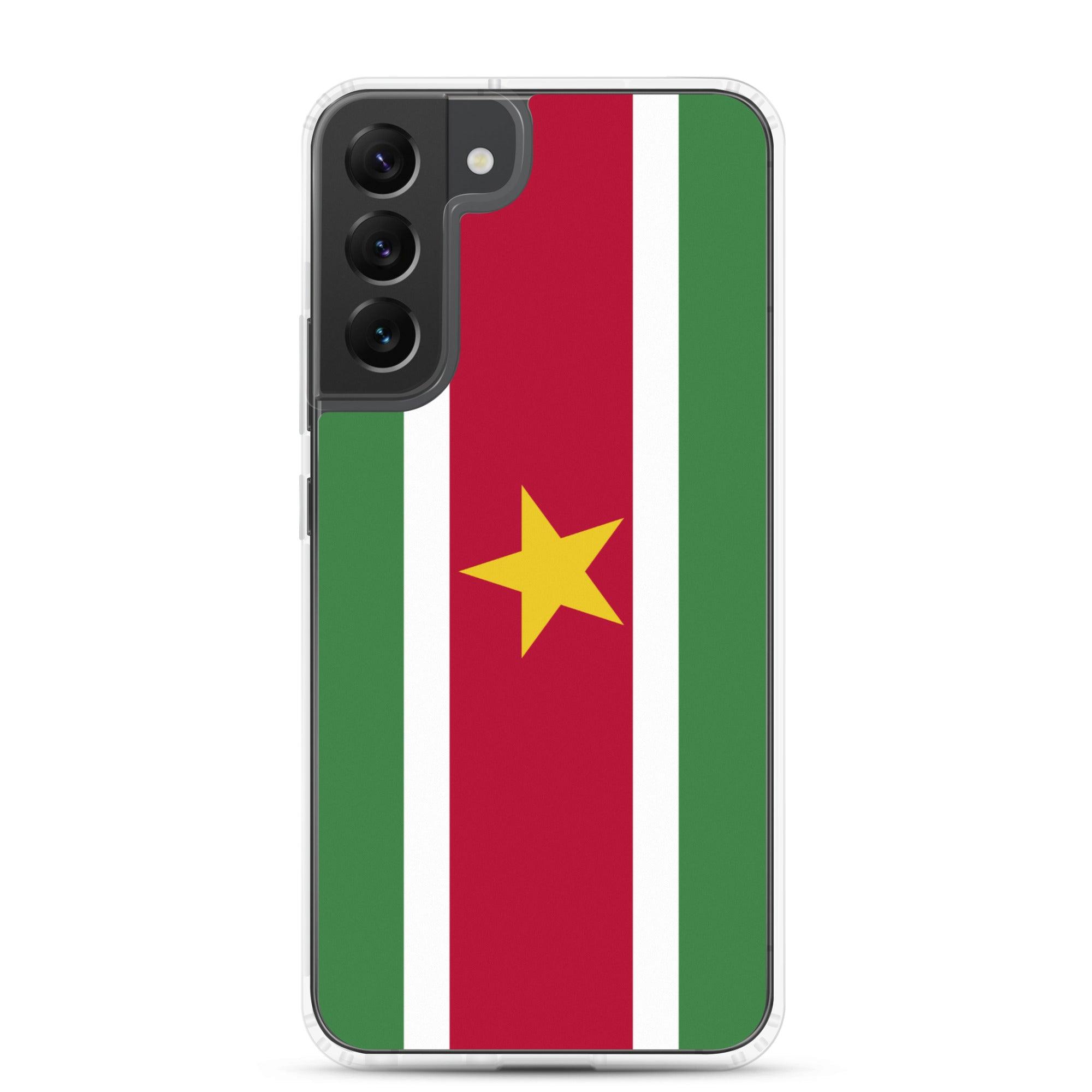 Coque de téléphone avec le drapeau du Suriname, en TPU, offrant une protection élégante et durable.