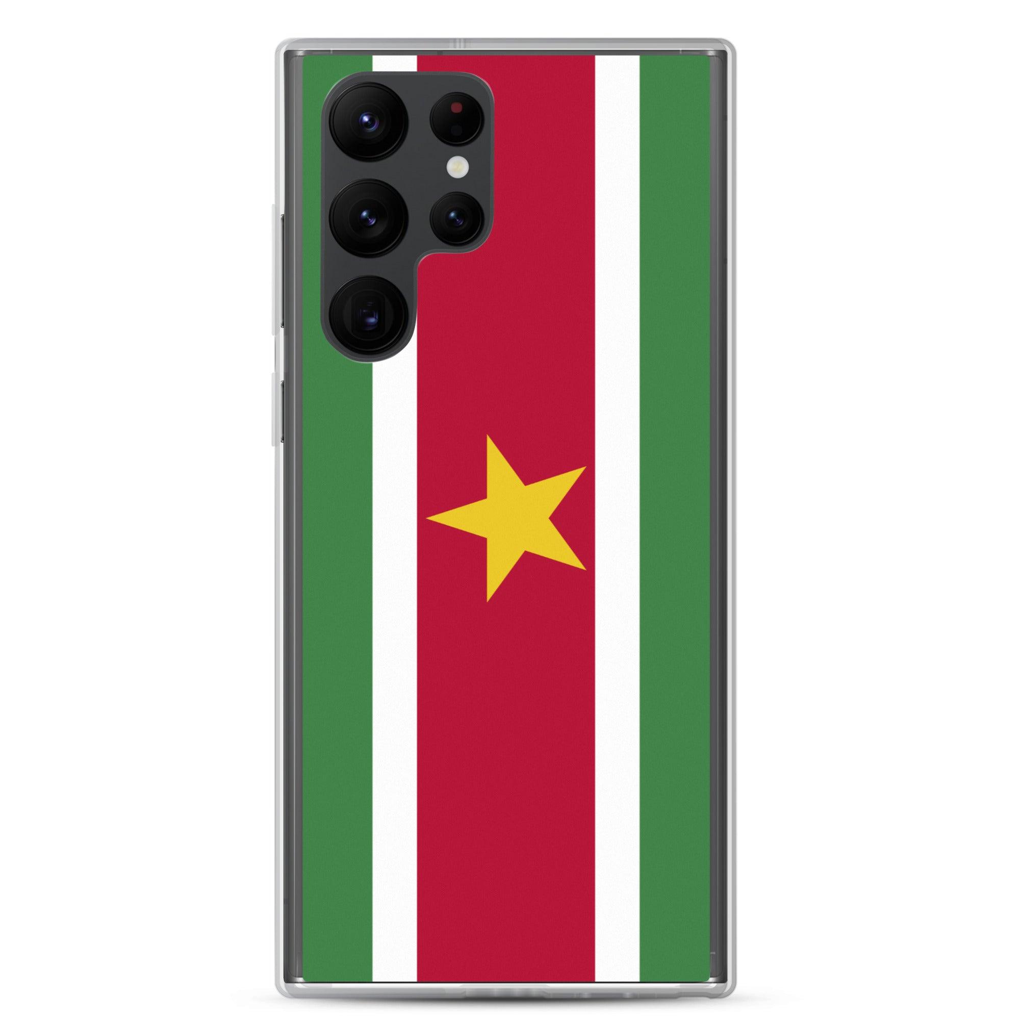 Coque de téléphone avec le drapeau du Suriname, en TPU, offrant une protection élégante et durable.