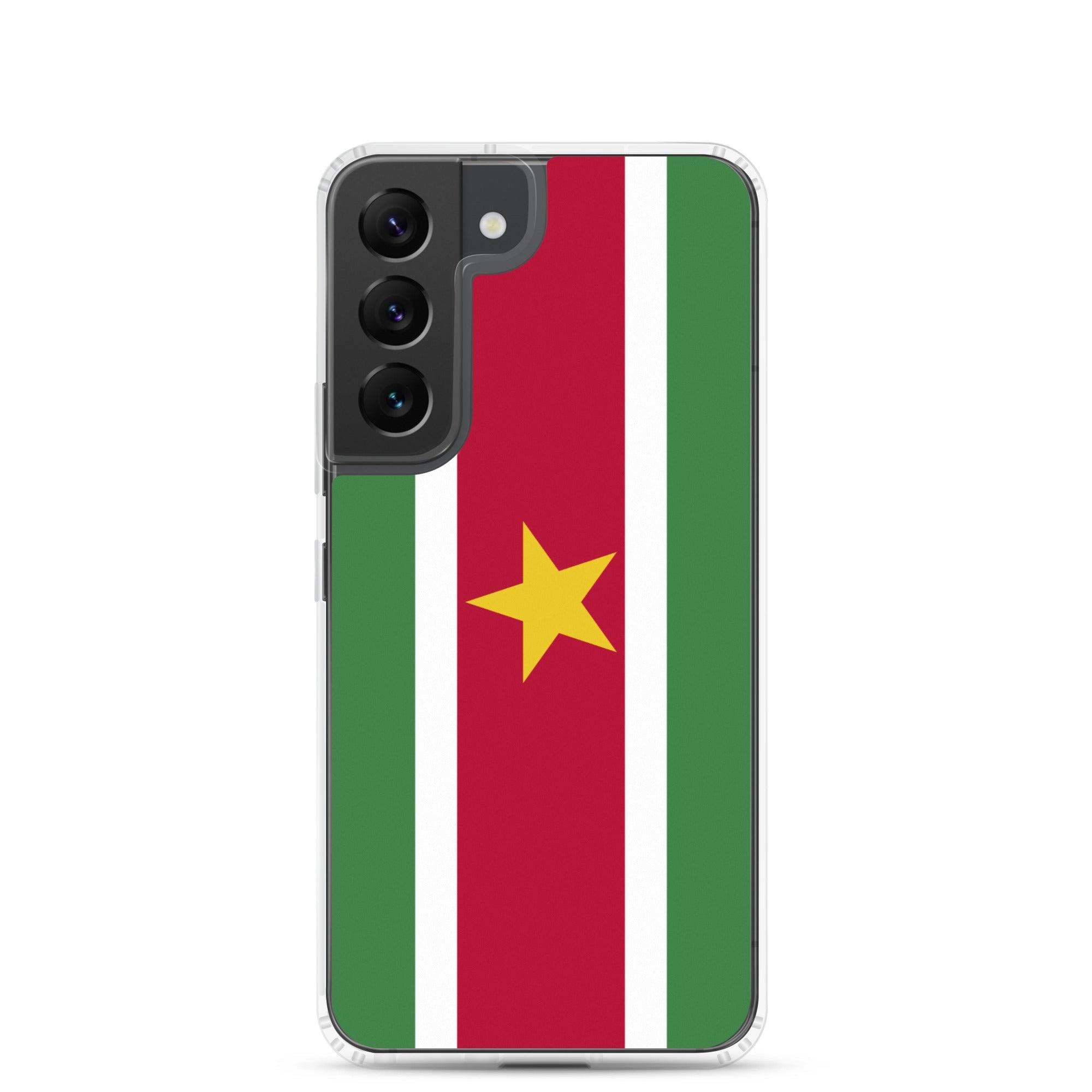 Coque de téléphone avec le drapeau du Suriname, en TPU, offrant une protection élégante et durable.