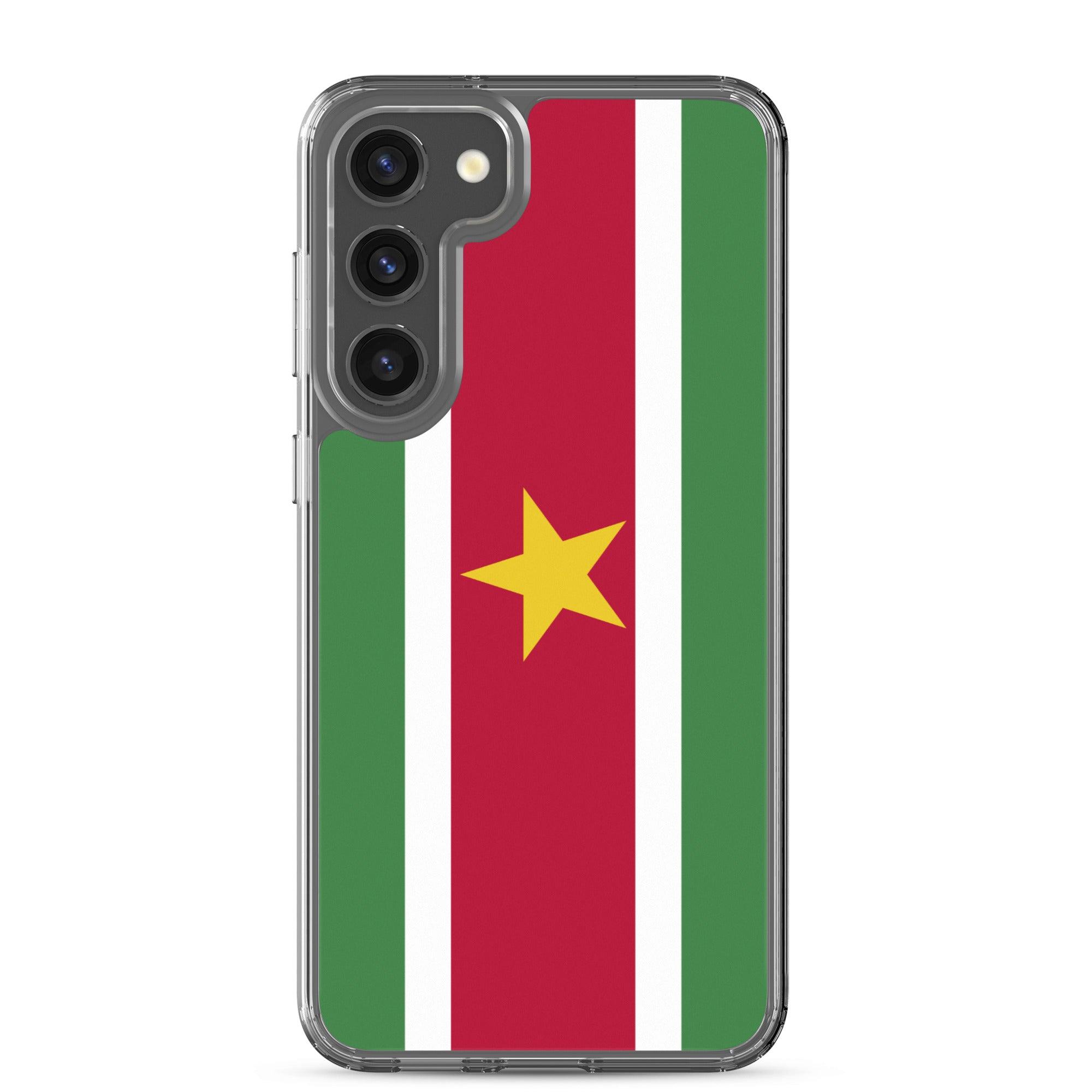 Coque de téléphone avec le drapeau du Suriname, en TPU, offrant une protection élégante et durable.
