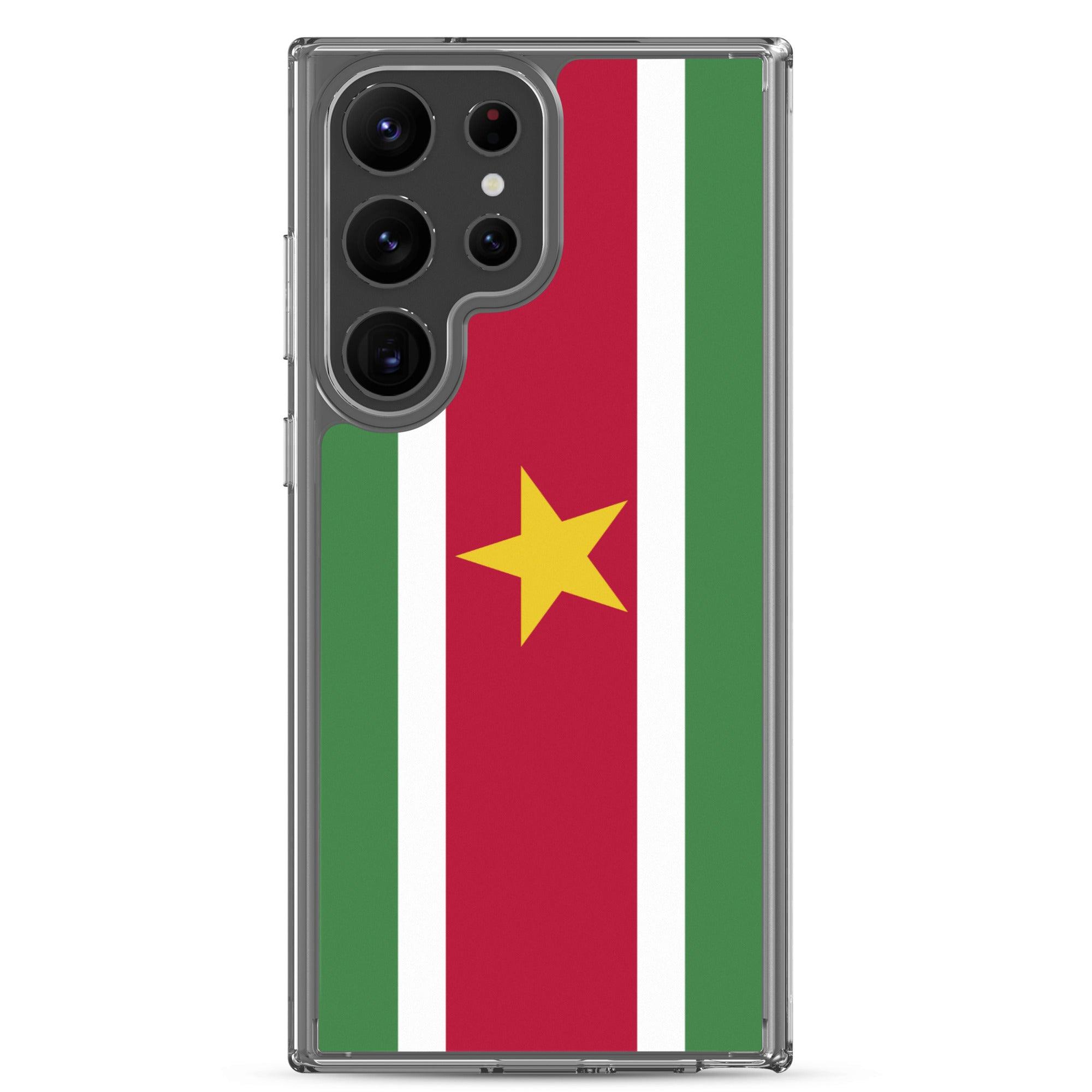 Coque de téléphone avec le drapeau du Suriname, en TPU, offrant une protection élégante et durable.