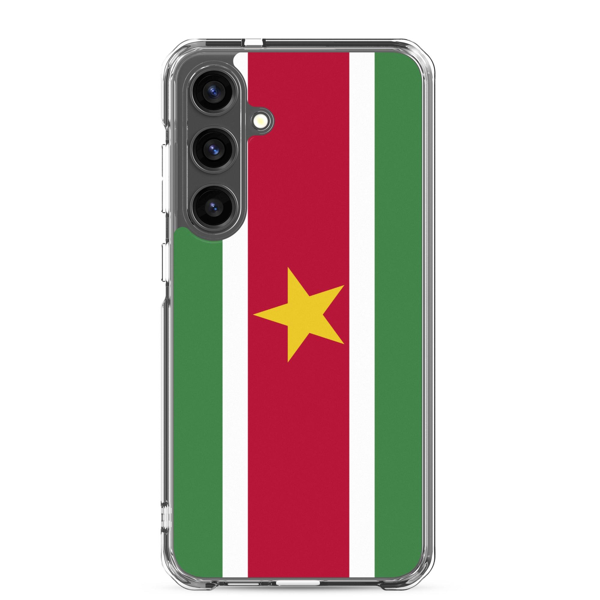 Coque de téléphone avec le drapeau du Suriname, en TPU, offrant une protection élégante et durable.