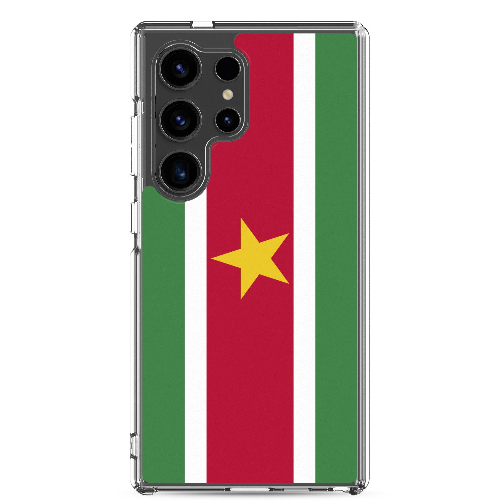 Coque de téléphone avec le drapeau du Suriname, en TPU, offrant une protection élégante et durable.
