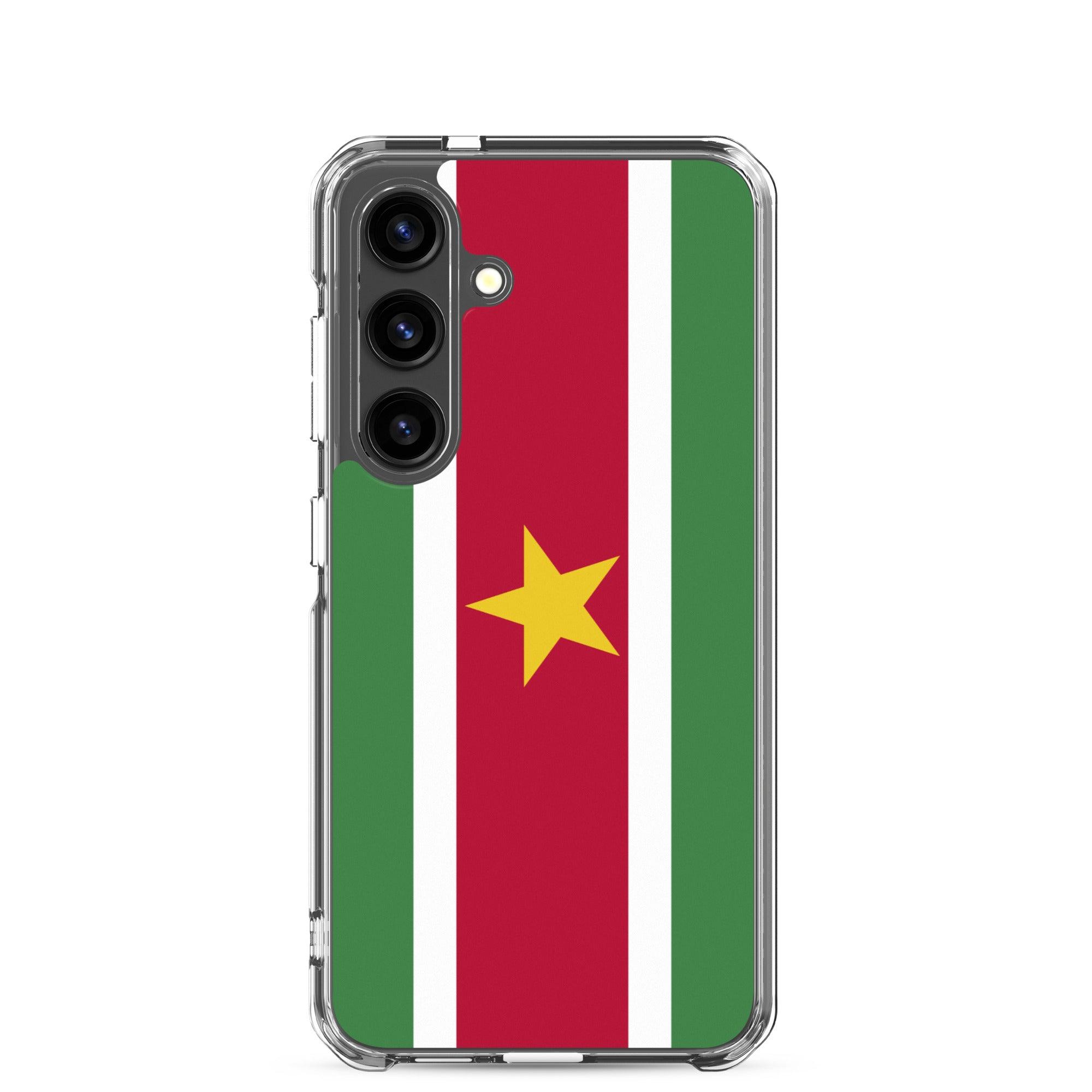 Coque de téléphone avec le drapeau du Suriname, en TPU, offrant une protection élégante et durable.