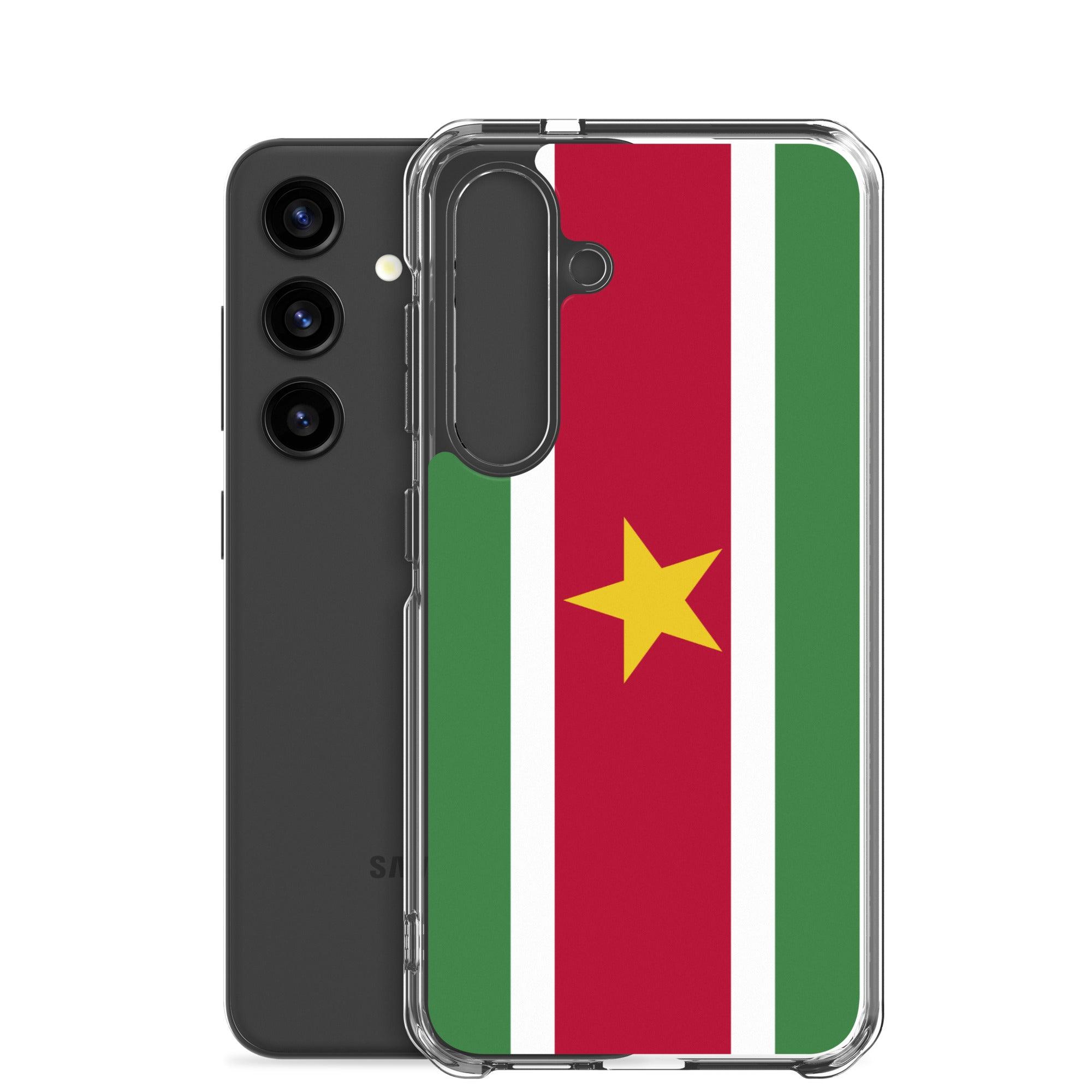 Coque de téléphone avec le drapeau du Suriname, en TPU, offrant une protection élégante et durable.
