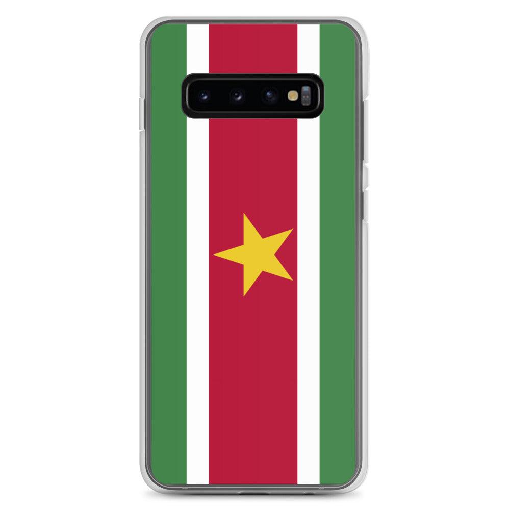 Coque de téléphone avec le drapeau du Suriname, en TPU, offrant une protection élégante et durable.