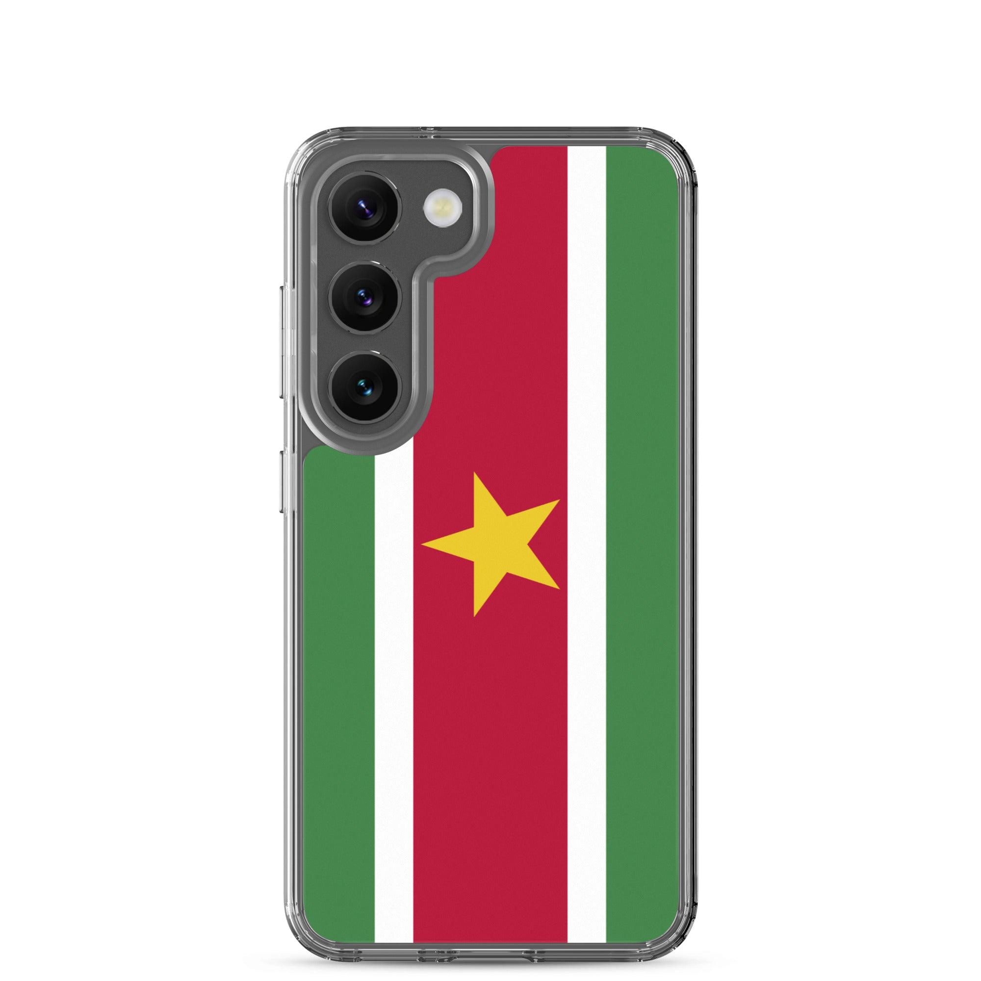Coque de téléphone avec le drapeau du Suriname, en TPU, offrant une protection élégante et durable.