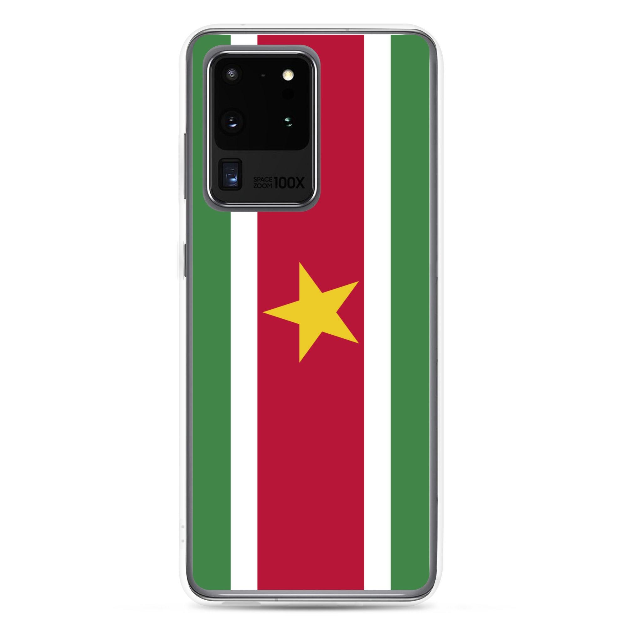 Coque de téléphone avec le drapeau du Suriname, en TPU, offrant une protection élégante et durable.