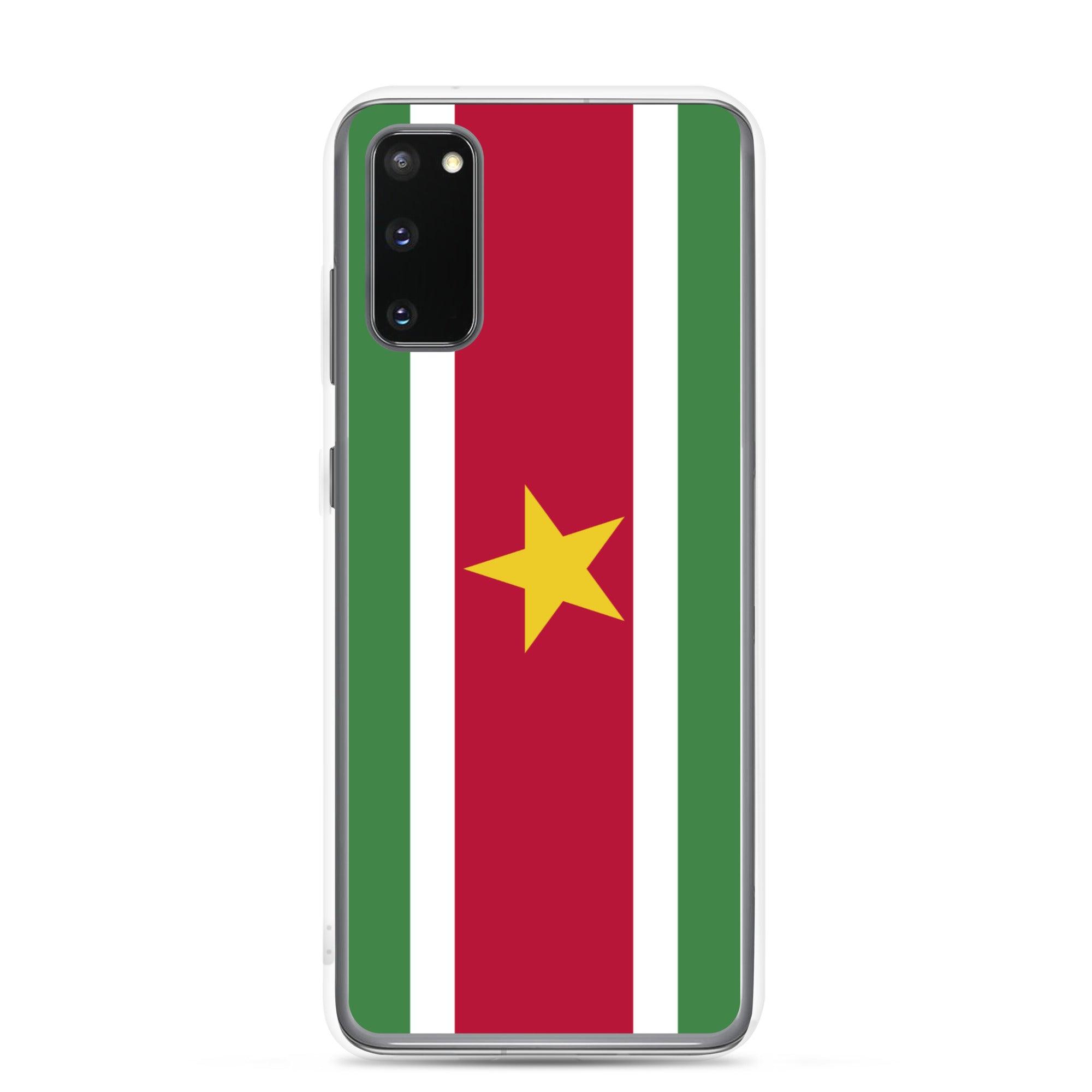Coque de téléphone avec le drapeau du Suriname, en TPU, offrant une protection élégante et durable.