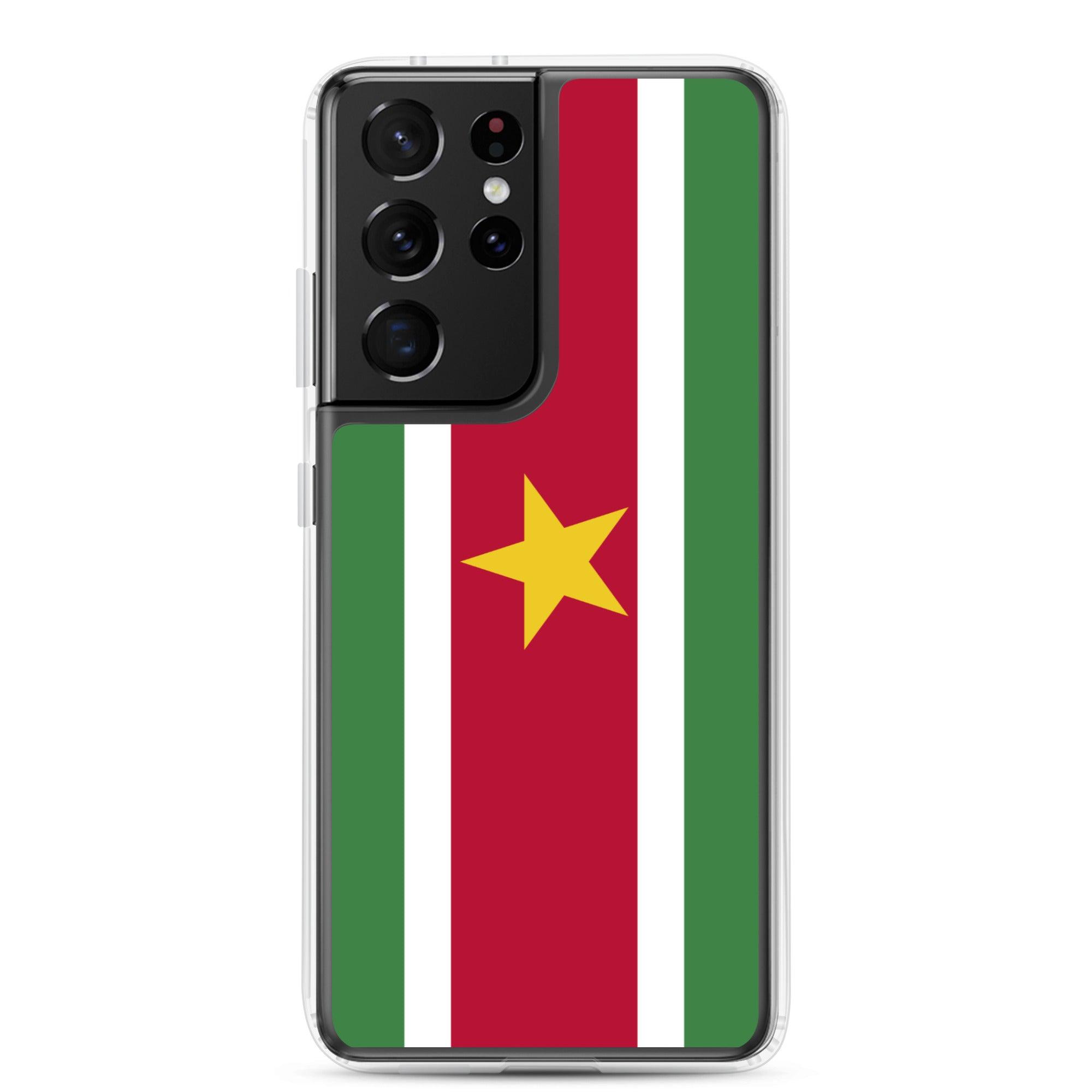 Coque de téléphone avec le drapeau du Suriname, en TPU, offrant une protection élégante et durable.