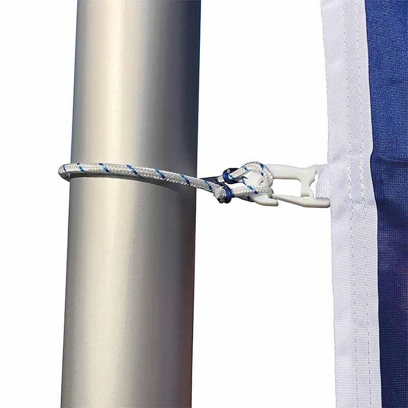 Corde de fixation de drapeau en polypropylène avec boucle en aluminium, idéale pour mâts jusqu'à 100 mm de diamètre.
