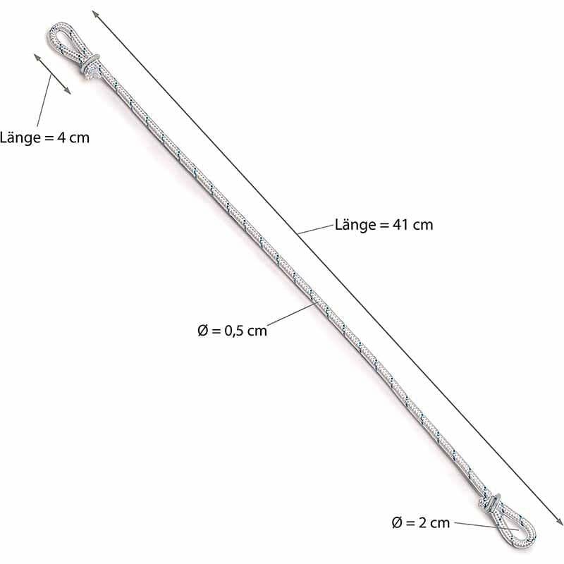 Corde de fixation de drapeau en polypropylène avec boucle en aluminium, idéale pour mâts jusqu'à 100 mm de diamètre.