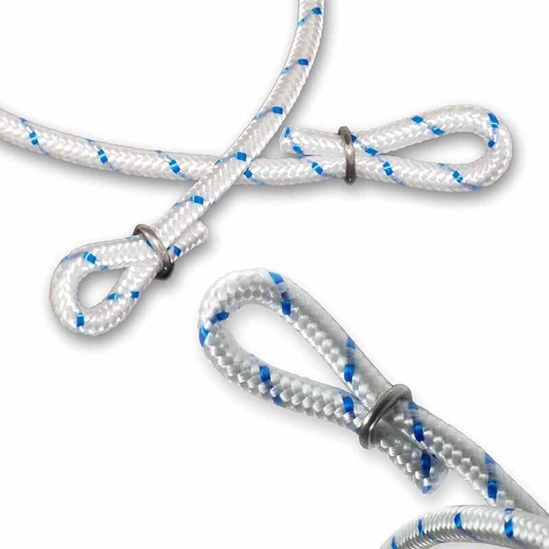 Corde de fixation de drapeau en polypropylène avec boucle en aluminium, idéale pour mâts jusqu'à 100 mm de diamètre.
