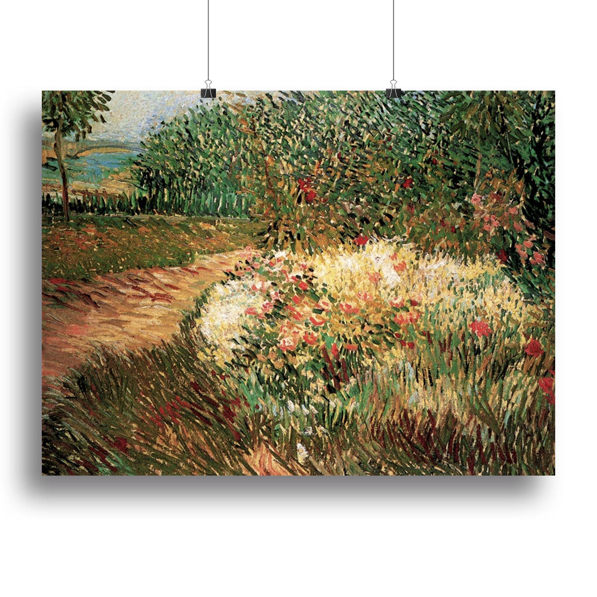 Canvas print of Van Gogh's Corner of Voyer d'Argenson Park, showcasing vibrant colors and intricate details.