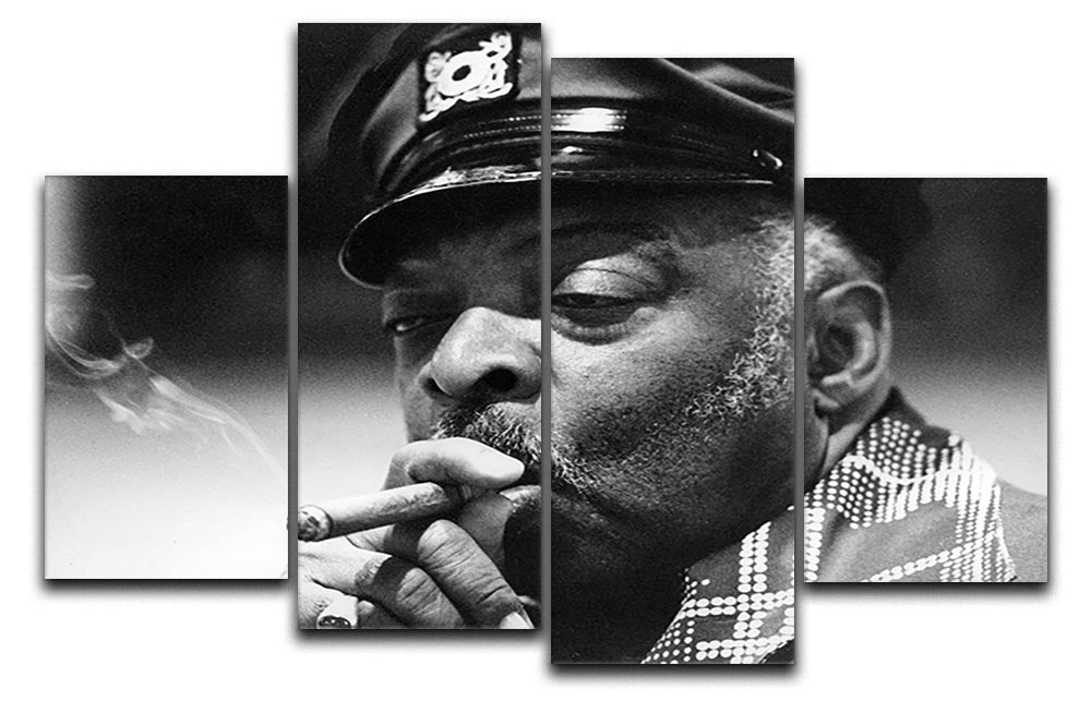 Count Basie 4 Split Panel Canvas artwork featuring vibrant colors and dynamic design, divided into four equal sections for a cohesive look.