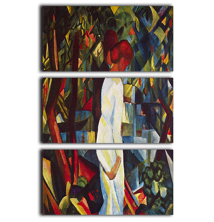 A beautiful 3-panel canvas print depicting a couple in a serene forest setting, showcasing vibrant colors and intricate details.