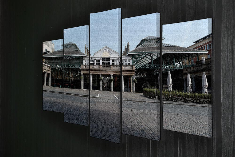 A stunning 5-split canvas artwork depicting Covent Garden London during the 2020 lockdown, showcasing vibrant colors and dynamic design.