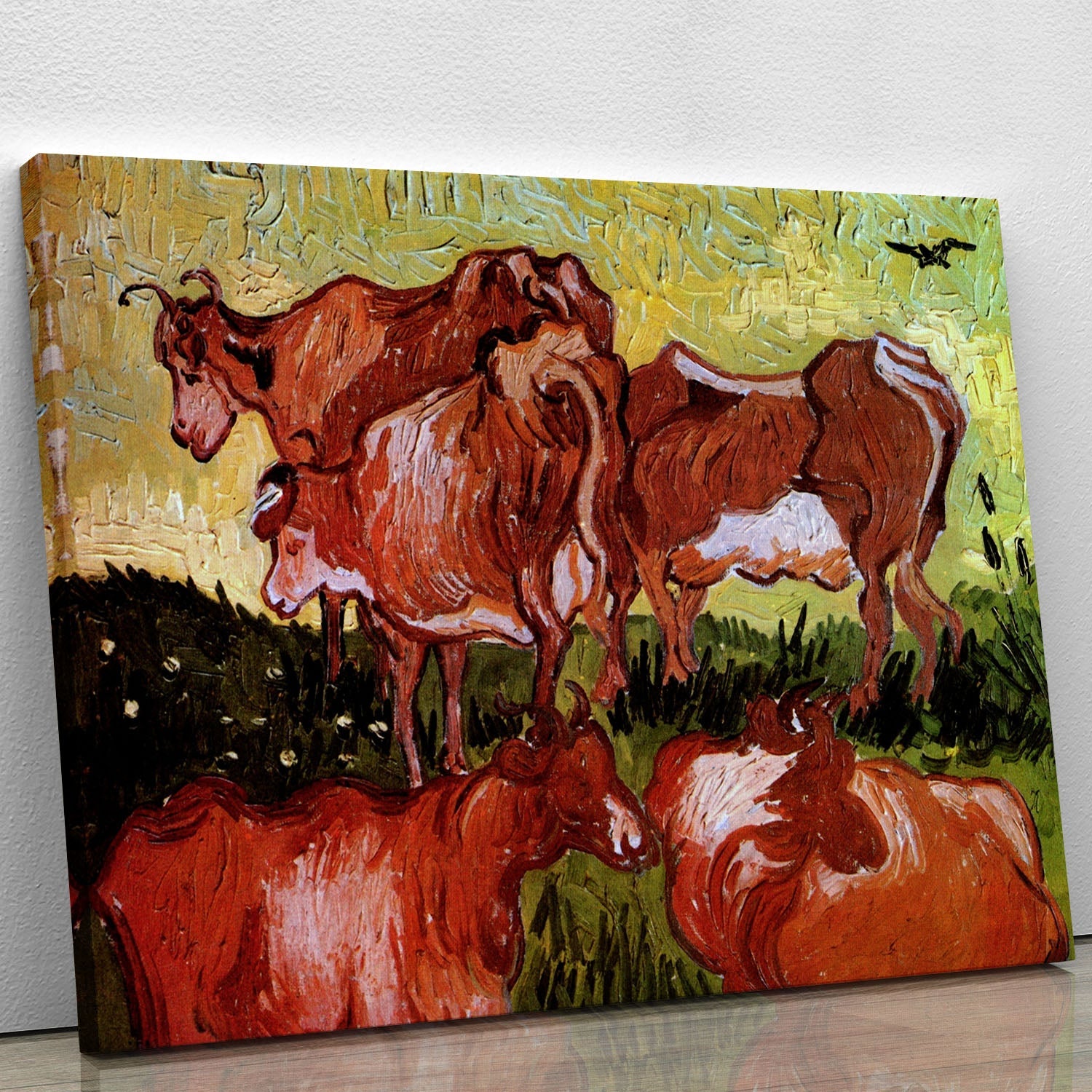 Cows after Jordaens by Van Gogh canvas print showcasing vibrant colors and dynamic brush strokes, perfect for home decor.