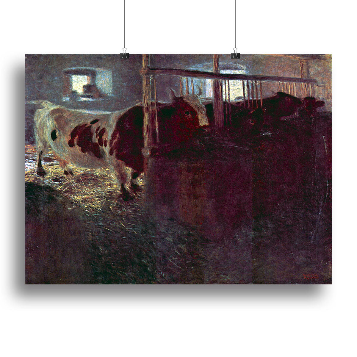 Cows in Stall by Klimt canvas print showcasing intricate details and vibrant colors, perfect for home decor.