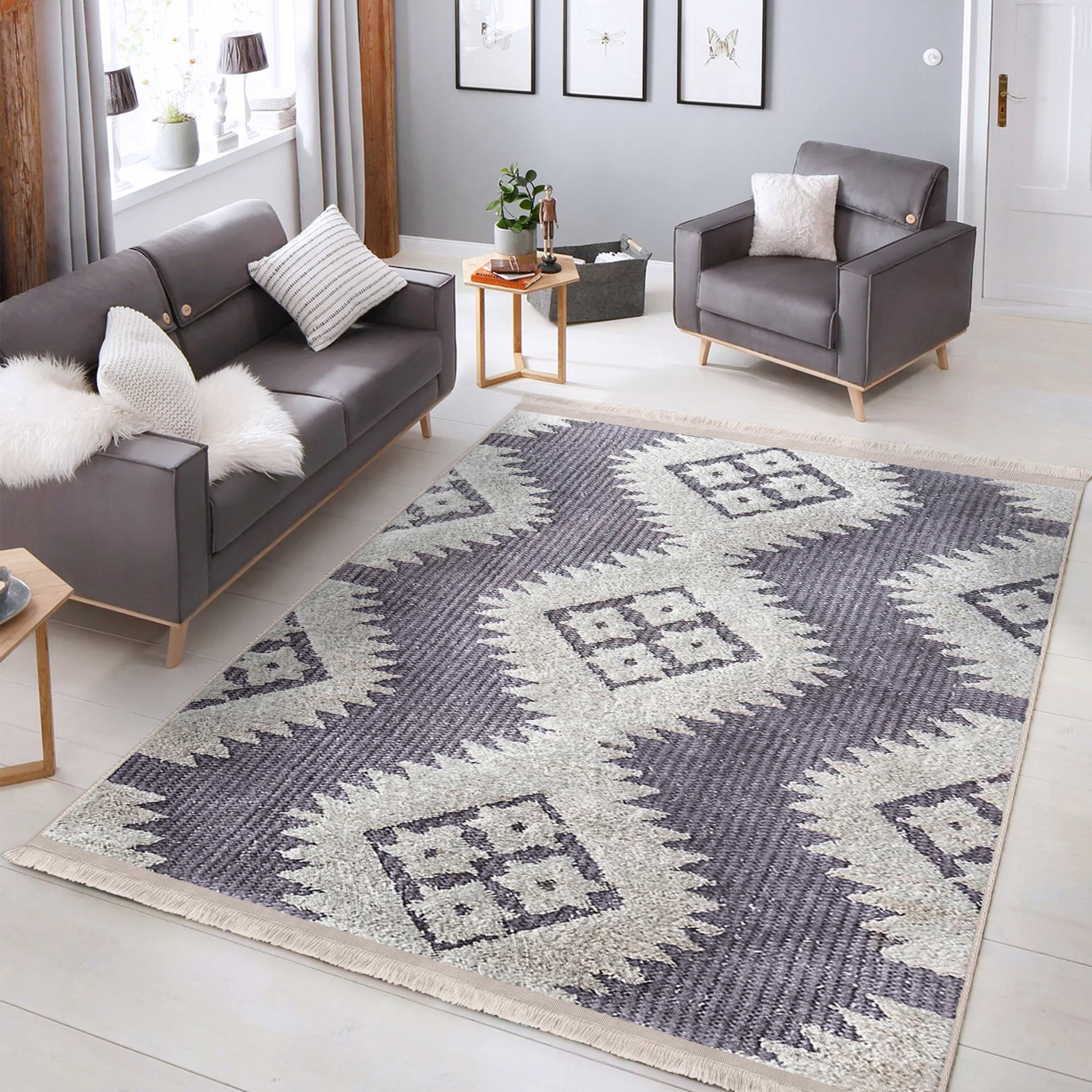 Cozy Home Washable Area Rug featuring vibrant colors, fringed edges, and a non-slip backing, perfect for enhancing home comfort.