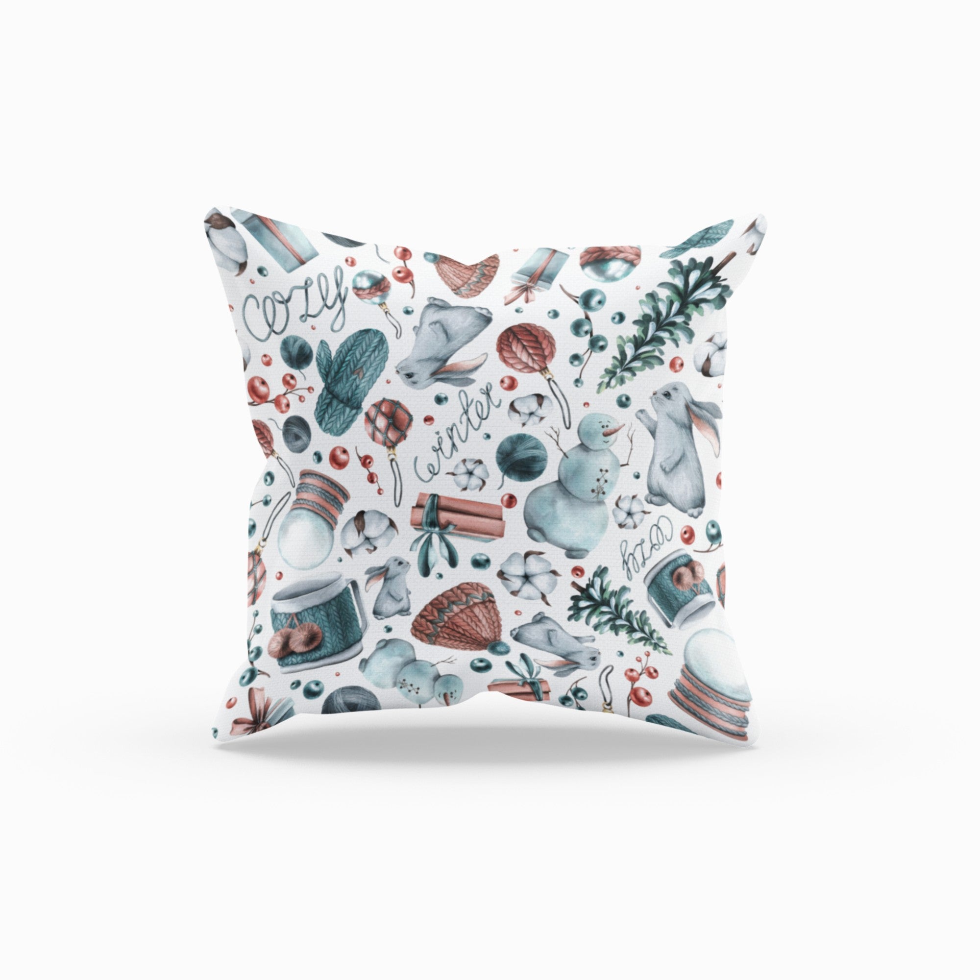 Cozy Winter Pattern Decorative Throw Pillow Cushion featuring soft tones and a winter-themed design, perfect for home decor.
