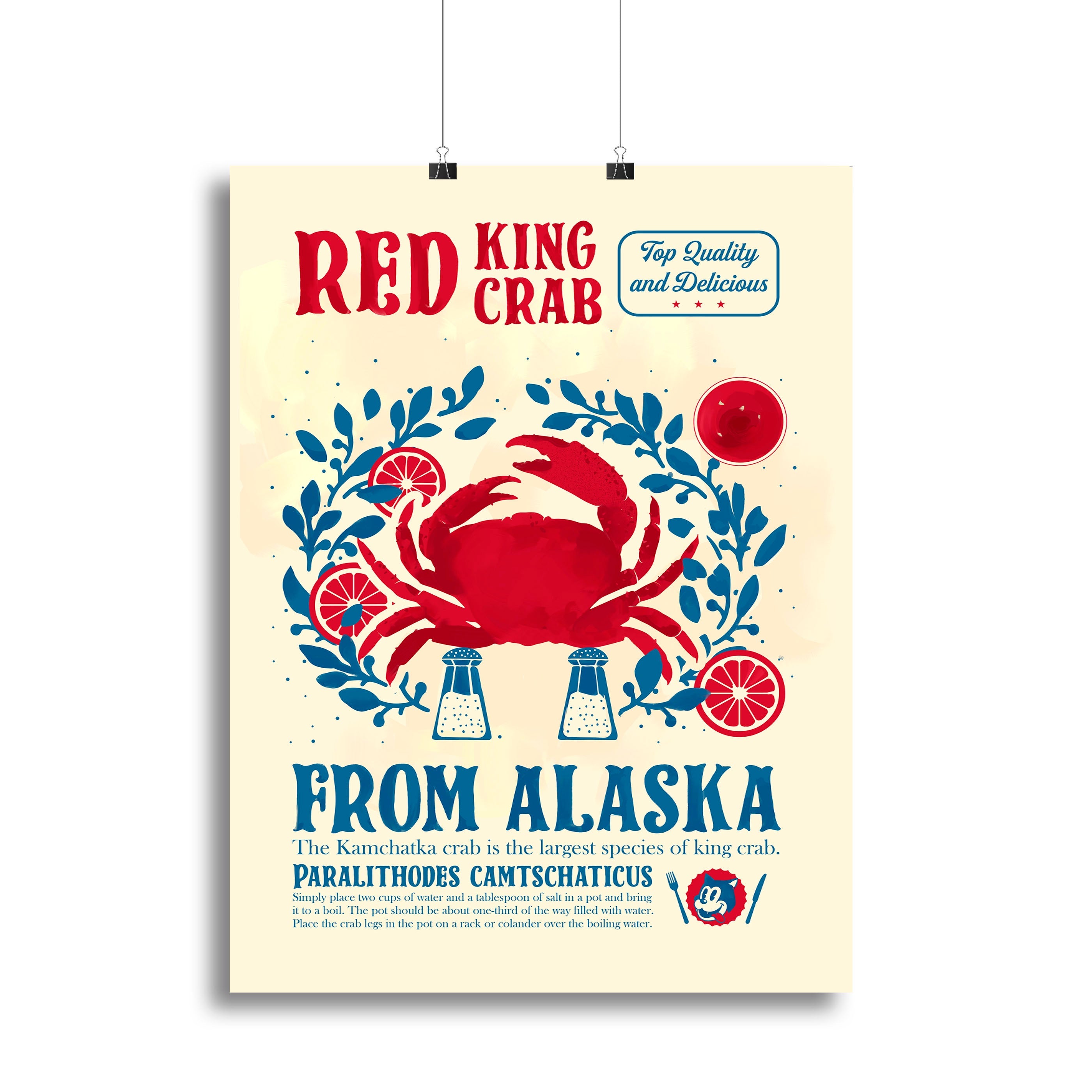 A vibrant crab kitchen print canvas showcasing a detailed crab design, perfect for enhancing kitchen decor.